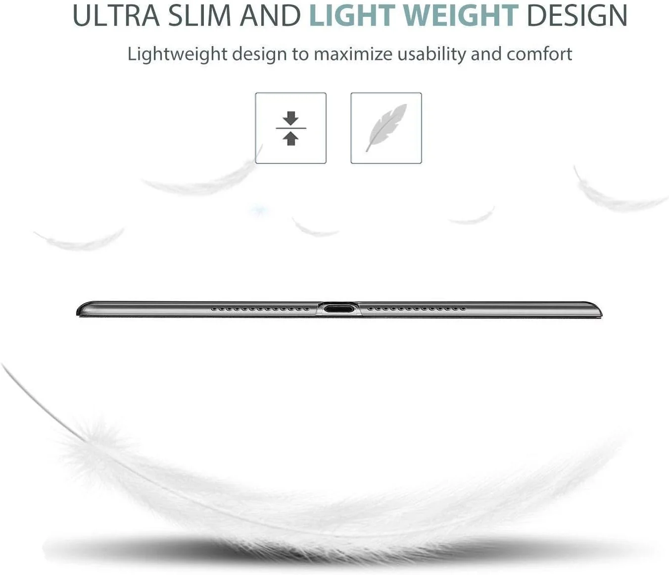 کاور آیپد 9.7 اینچی 2017، کاور نسل پنجم آیپد - کاور باریک و سبک با قابلیت استند و پشت مات شفاف، کاور هوشمند برای آیپد 9.7 اینچی اپل 2017، مشکی