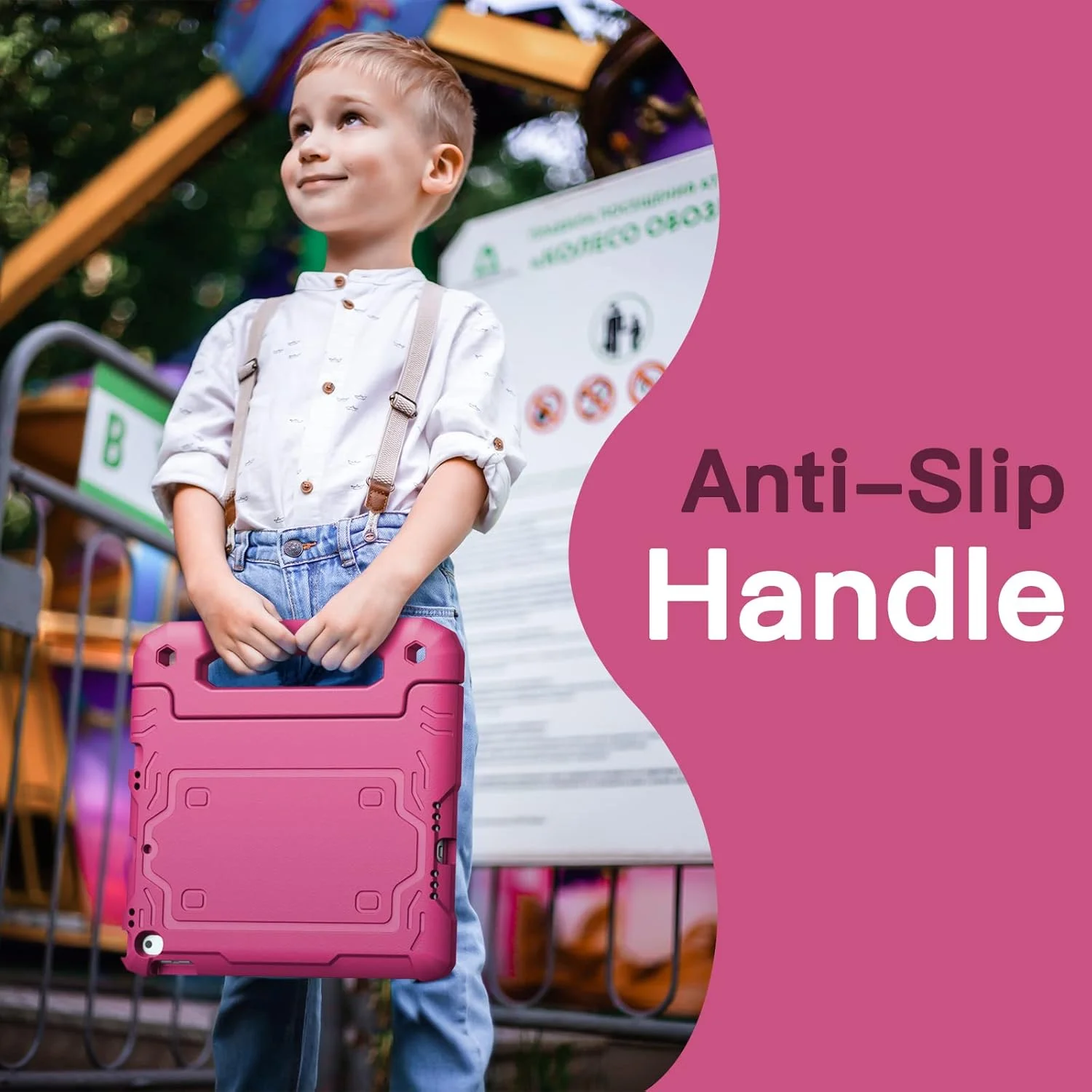 کیف محافظ کودکانه JETech برای آیپد 10.2 اینچی (نسل 9/8/7، 2021/2020/2019) با محافظ صفحه نمایش داخلی، کاور محافظ تبلت با دسته و پایه مقاوم در برابر ضربه (آلویی)