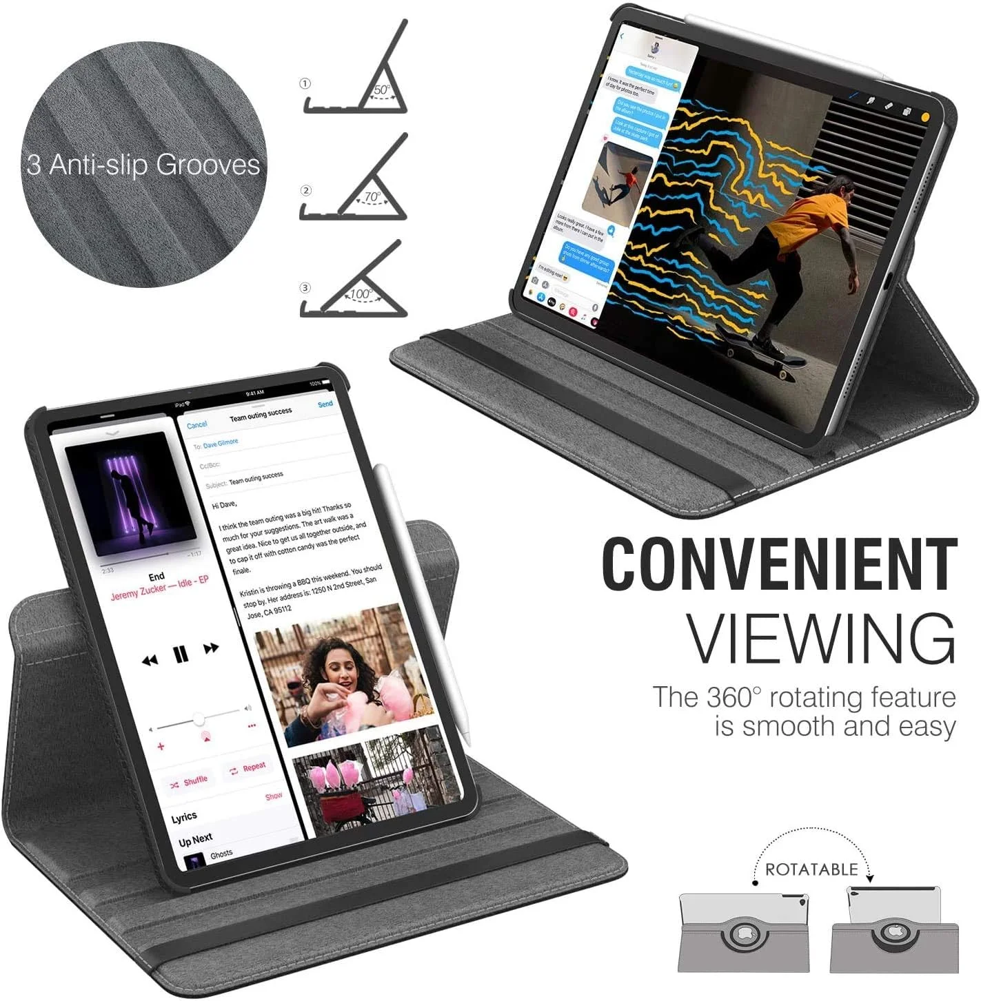 کیف آیپد World Biz، کیف پول دار، چرمی PU ضد ضربه، مدل کتابی، محافظ کامل تبلت با قابلیت چرخش 360 درجه و استند تاشو (Apple iPad Mini 4، بنفش)