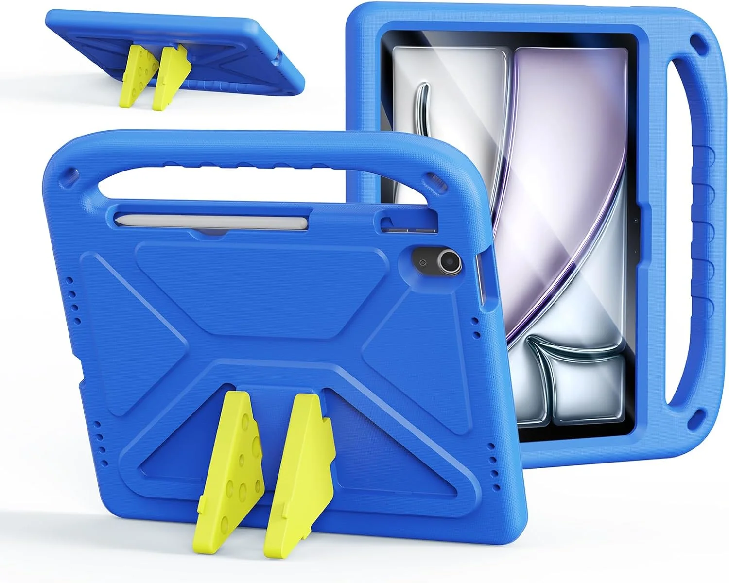 کاور محافظ کودکانه سری Puff DUX DUCIS مناسب برای آیپد ایر 11 / آیپد ایر 4/5 10.9 / آیپد پرو 11 – کاور سبک EVA مقاوم در برابر ضربه به همراه دستگیره و پایه، محافظت در برابر سقوط - آبی