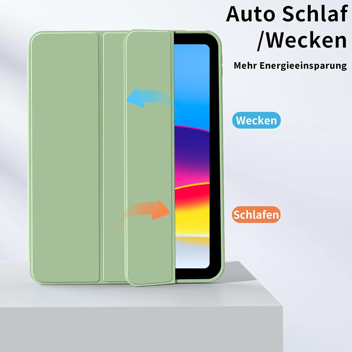 کیف BFGTSJF مناسب برای آیپد (A16) نسل 11 اینچی 11 اینچ 2025، آیپد نسل 10 سال 2022 10.9 اینچ، خواب/بیدار شدن خودکار، کیف محافظ TPU انعطاف پذیر ضد ضربه با نگهدارنده قلم - سبز ماتچا