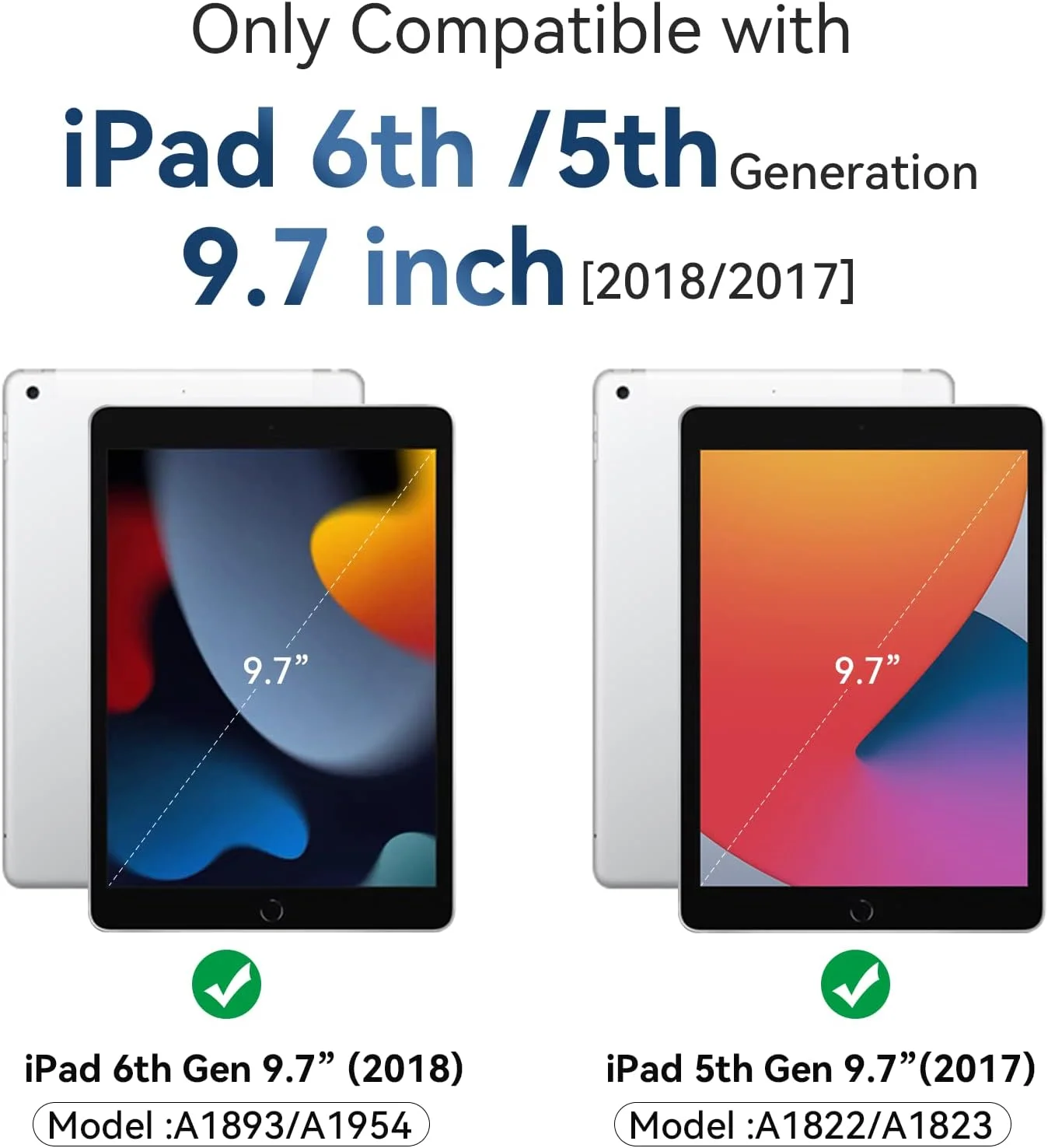 کاور 4UBonLife برای آیپد 9.7 اینچی نسل 6/5 سال 2018 2017، کاور محافظ سخت و سبک وزن با پشت مات نیمه شفاف برای آیپد 5/6، مشکی