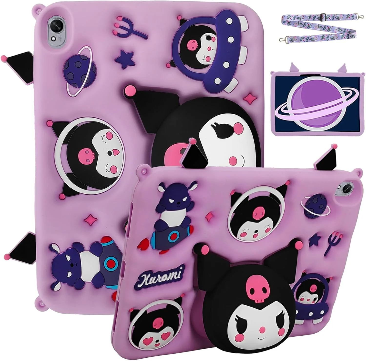 کیف محافظ کودکانه A-BEAUTY سازگار با تبلت Huawei MatePad 11.5 S 2024، کاور محافظ سیلیکونی ضد ضربه با استند و بند شانه، بنفش