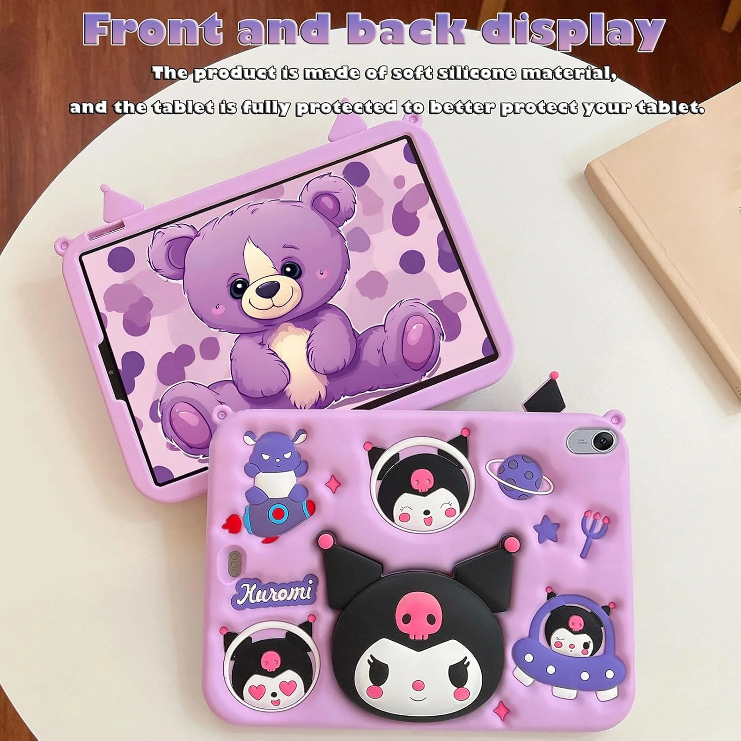 کیف محافظ کودکانه A-BEAUTY سازگار با تبلت Huawei MatePad 11.5 S 2024، کاور محافظ سیلیکونی ضد ضربه با استند و بند شانه، بنفش