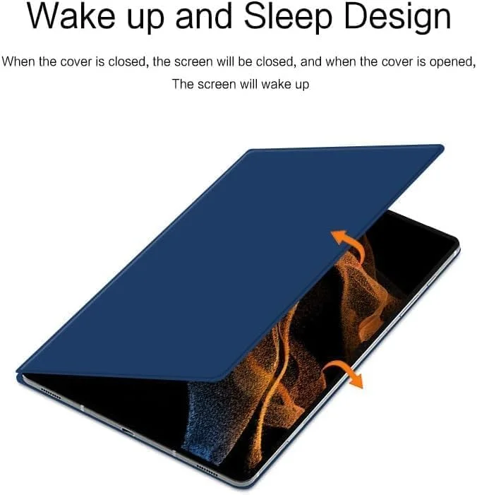 کاور هوشمند باریک مغناطیسی Gruattreay سازگار با تبلت سامسونگ گلکسی تب S10 پلاس/تب S10+ 12.4 اینچ (2024) با جای قلم، بدنه چرمی با قابلیت بیدار شدن/به خواب رفتن (آبی)