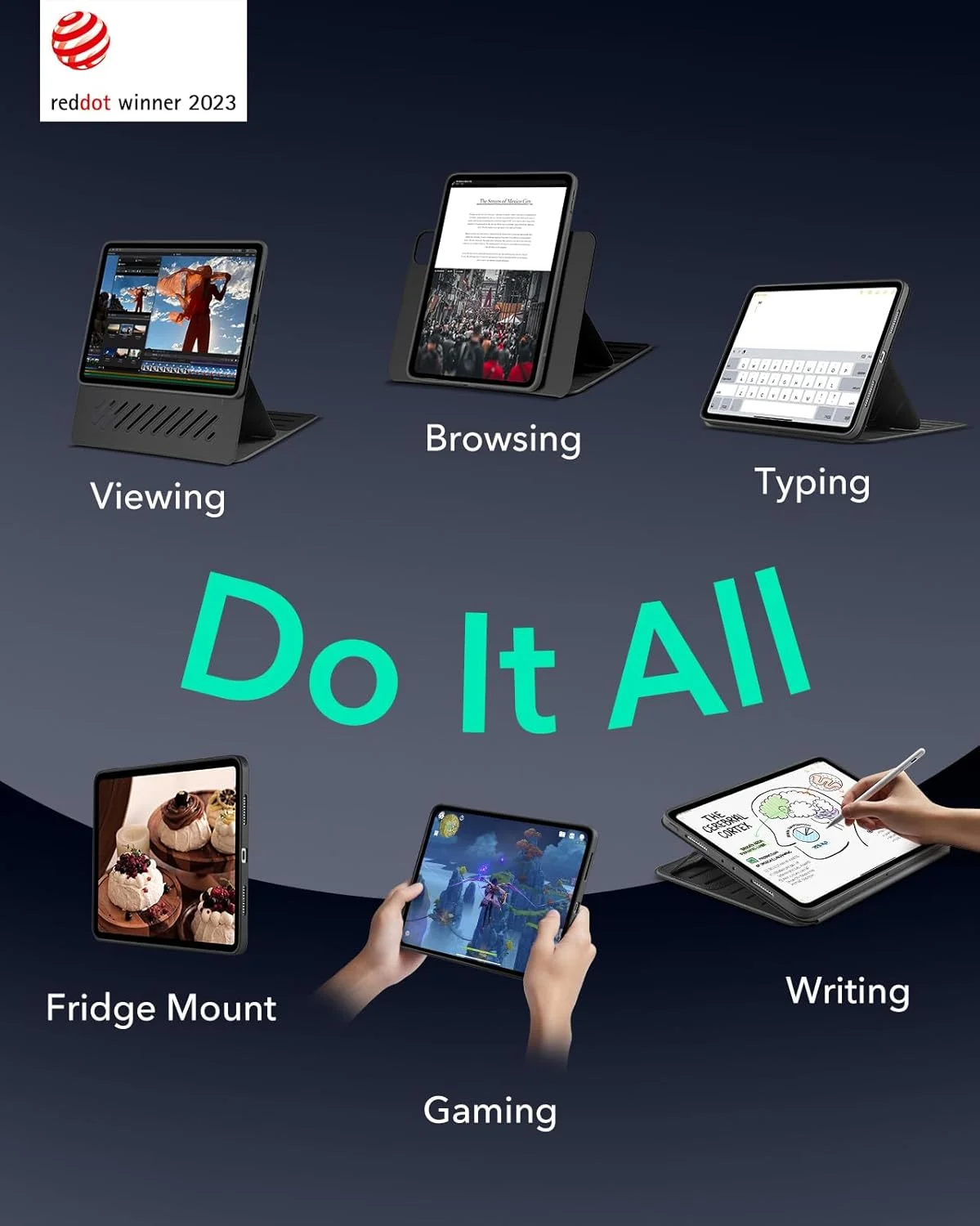 کاور چرخشی آیپد پرو ۱۳ اینچ ESR مدل M4 (2024) با کاور مغناطیسی جداشدنی، استند قابل تنظیم عمودی/افقی با قابلیت نمایش صفحه نمایش بالا آمده، ۹ زاویه ایستاده، سری Shift، مشکی