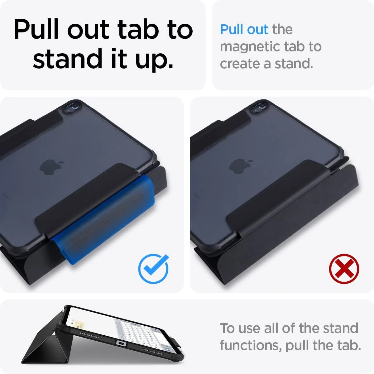 کاور محافظ آیپد نسل 10 Spigen Ultra Hybrid Pro (سال 2022) سایز 10.9 اینچ به همراه جایگاه قلم اپل - مشکی (خاکستری خالدار)