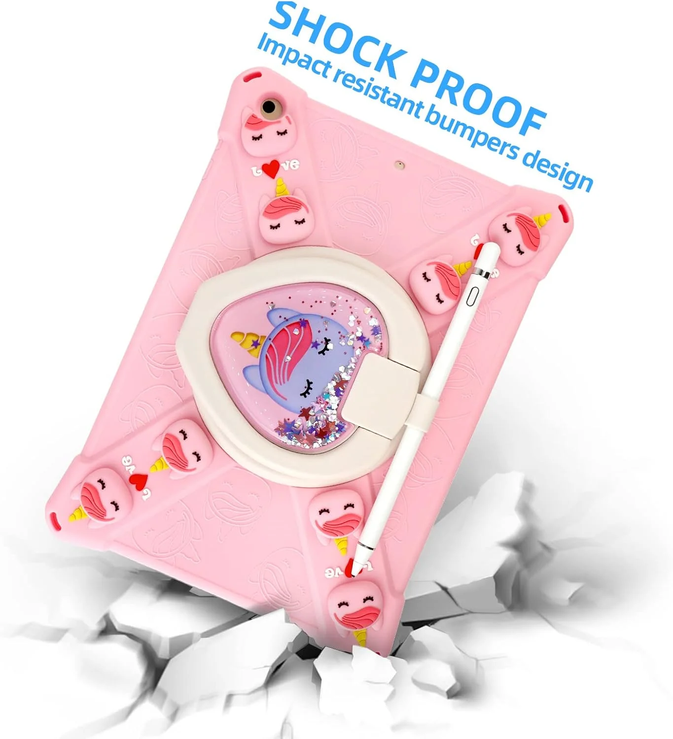 کاور آیپد طرح یونیکورن اکلیلی زیبا مناسب کودکان 10.2 اینچ