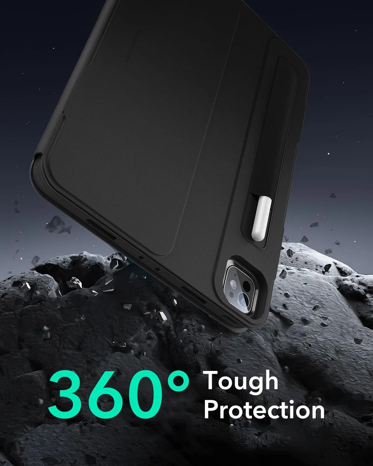 کاور چرخشی آیپد پرو ۱۳ اینچ ESR مدل M4 (2024) با کاور مغناطیسی جداشدنی، استند قابل تنظیم عمودی/افقی با قابلیت نمایش صفحه نمایش بالا آمده، ۹ زاویه ایستاده، سری Shift، مشکی