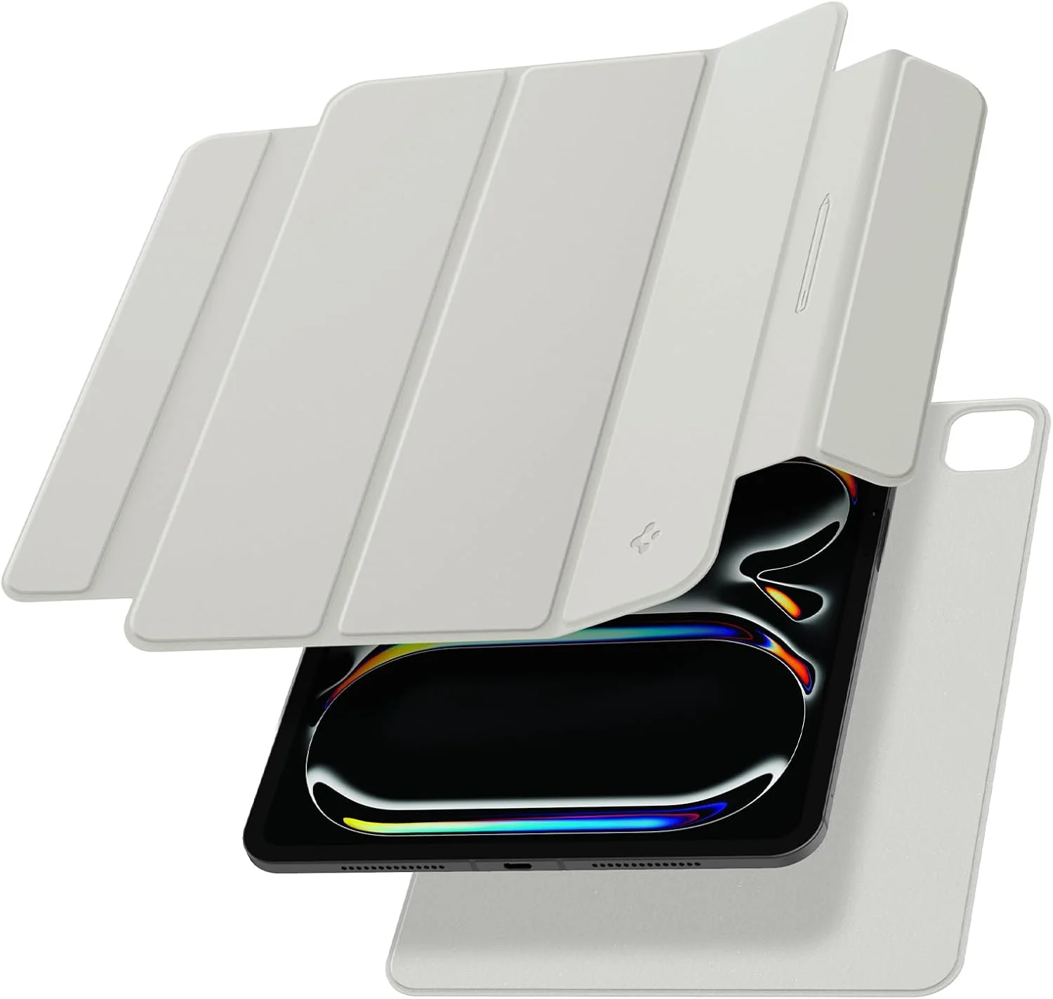 کیف تبلت اسپایگن ایر اسکین فلیو OneTap مناسب برای آیپد پرو ۱۱ اینچ (۲۰۲۴) M4، کاور فوق العاده باریک و سبک با درب کاملا جداشدنی مگنتی - خاکستری