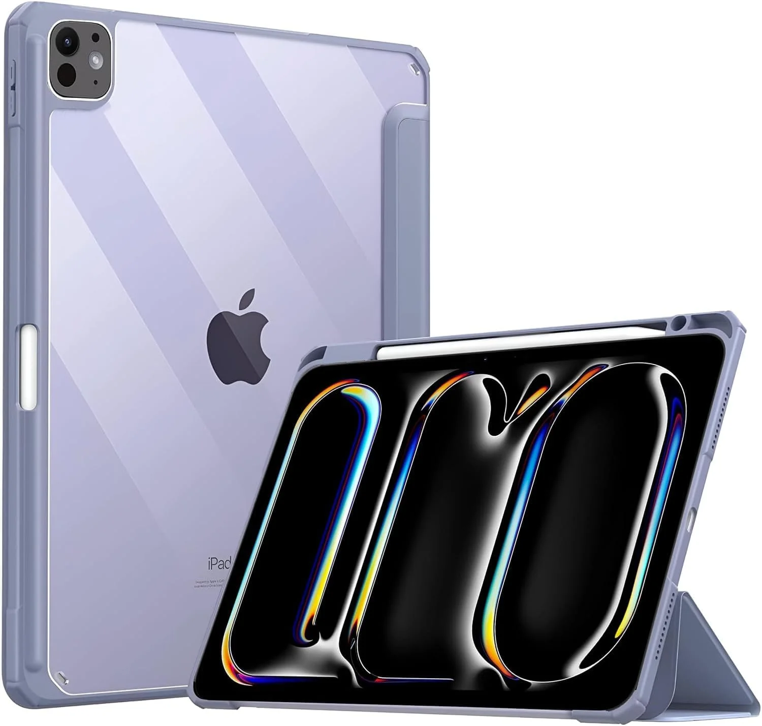 کاور محافظ ProElite برای آیپد پرو ۱۳ اینچ M4 2024، کاور هوشمند تاشو شفاف برای آیپد پرو ۱۳ اینچی M4 2024 به همراه جای قلم، رنگ اسطوخودوس