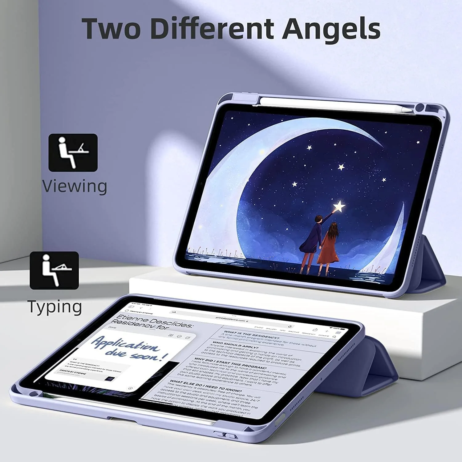 کاور محافظ ProElite برای آیپد پرو ۱۳ اینچ M4 2024، کاور هوشمند تاشو شفاف برای آیپد پرو ۱۳ اینچی M4 2024 به همراه جای قلم، رنگ اسطوخودوس