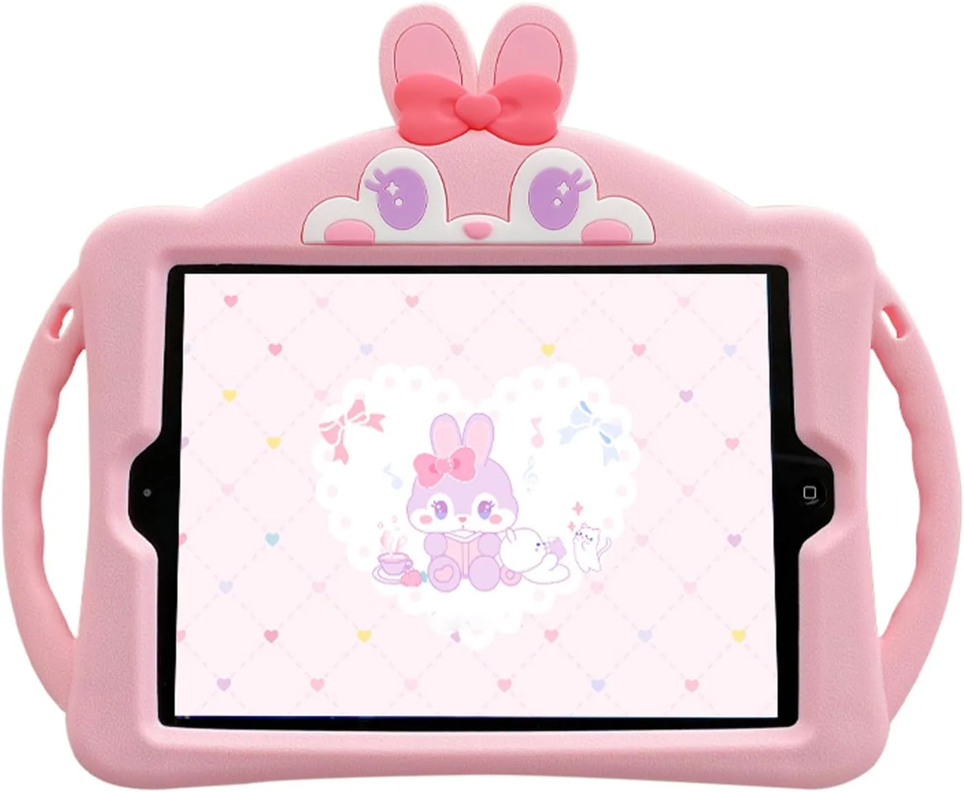 کیف آیپد 10.2 اینچی HDTOP برای کودکان، کیف آیپد نسل 9/8/7، کاور ضد ضربه آیپد 10.2 2021/2020/2019 با بند شانه، دستگیره و پایه برای آیپد 10.2 اینچی نسل 9/8/7 (صورتی)