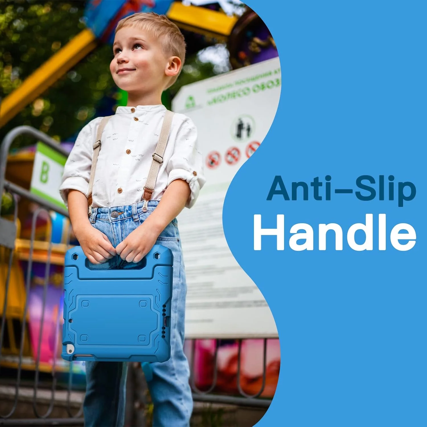 کاور کودکانه JETech برای آیپد مینی 5/4/3/2/1 (7.9 اینچی، مدل 2019/2015/2014/2013/2012) با محافظ صفحه نمایش داخلی، کاور محافظ تبلت با استند و دسته ضد ضربه (آبی)