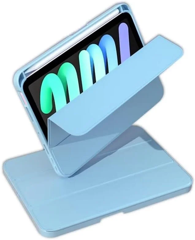 کیف تبلت آیپد مینی 6 مدل 2021 سایز 8.3 اینچ E CHOICE با جای مداد، کاور تبلت سیلیکونی تاشو هوشمند TPU، سازگار با آیپد مینی 6 (آبی روشن)