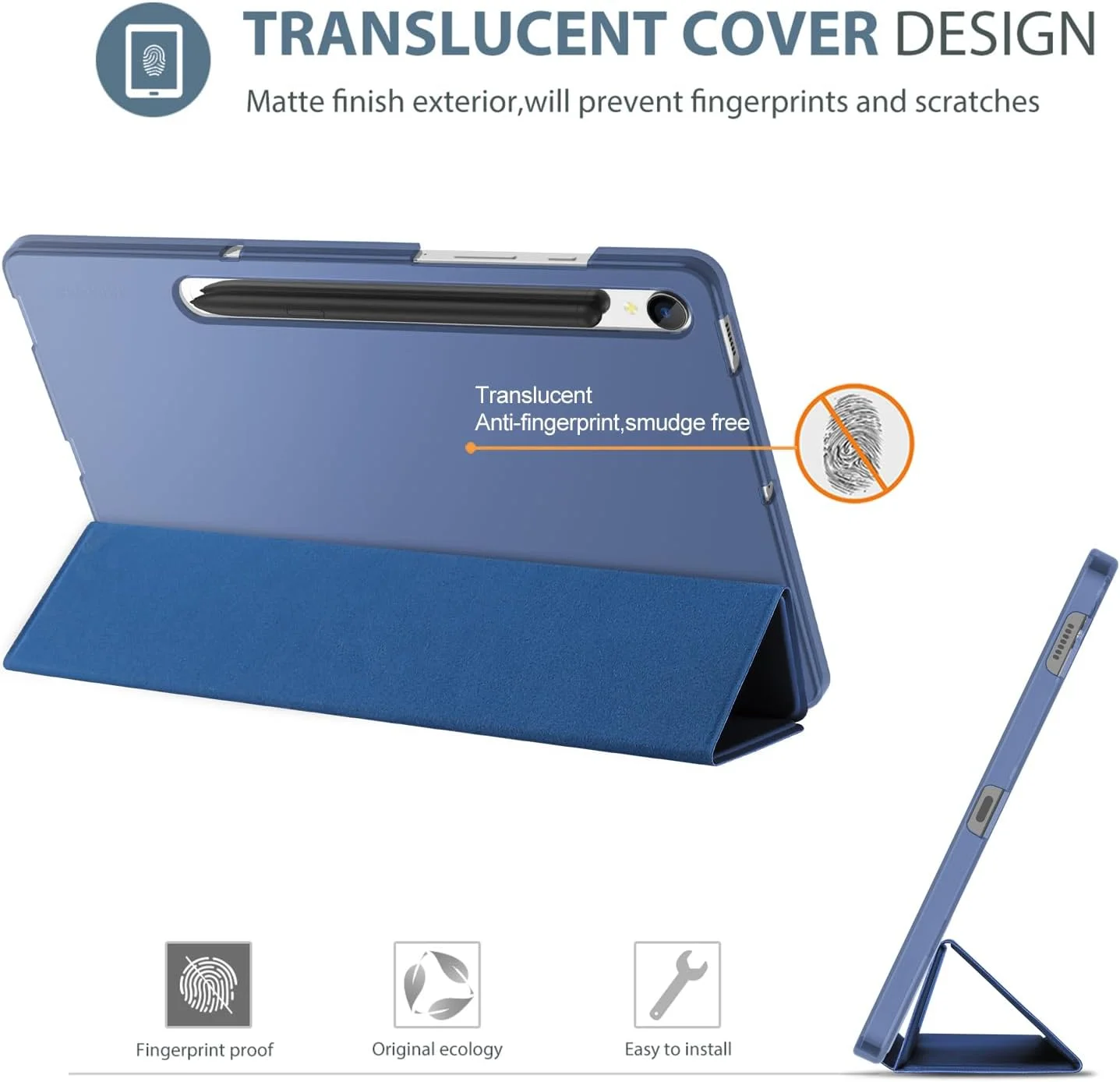 کیف هوشمند ProCase برای گلکسی تب S10 FE S9 5G/WiFi 10.9 اینچ 2025 2023 SM-X520 X510 X516 X518، جلد محافظ تبلت باریک تاشو با قابلیت استند، پشتیبانی از شارژ قلم S / حالت بیدار و خواب خودکار - سرمه ای