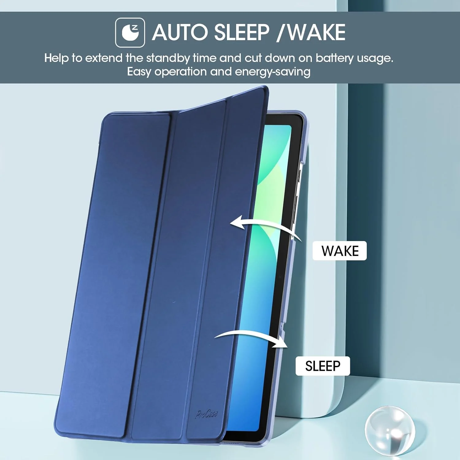 کیف هوشمند ProCase برای گلکسی تب S10 FE S9 5G/WiFi 10.9 اینچ 2025 2023 SM-X520 X510 X516 X518، جلد محافظ تبلت باریک تاشو با قابلیت استند، پشتیبانی از شارژ قلم S / حالت بیدار و خواب خودکار - سرمه ای