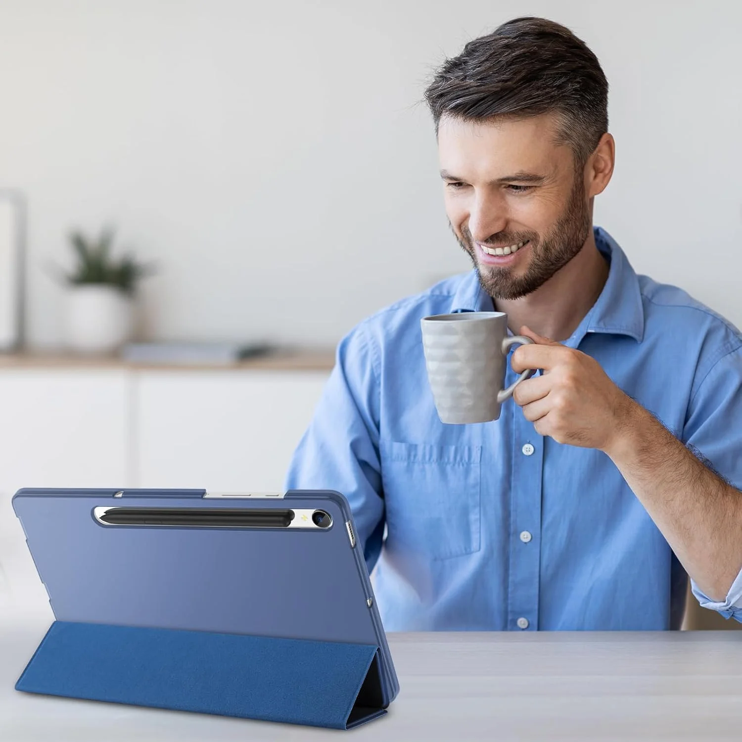 کیف هوشمند ProCase برای گلکسی تب S10 FE S9 5G/WiFi 10.9 اینچ 2025 2023 SM-X520 X510 X516 X518، جلد محافظ تبلت باریک تاشو با قابلیت استند، پشتیبانی از شارژ قلم S / حالت بیدار و خواب خودکار - سرمه ای