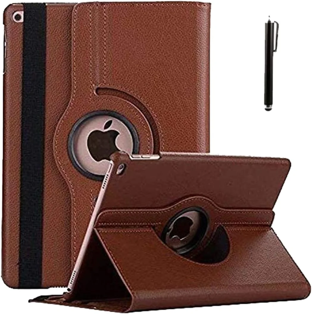 کاور چرمی چرخشی 360 درجه ProElite مناسب برای آیپد 10.2 اینچی نسل 9/8/7 اپل به همراه قلم لمسی، قهوه ای
