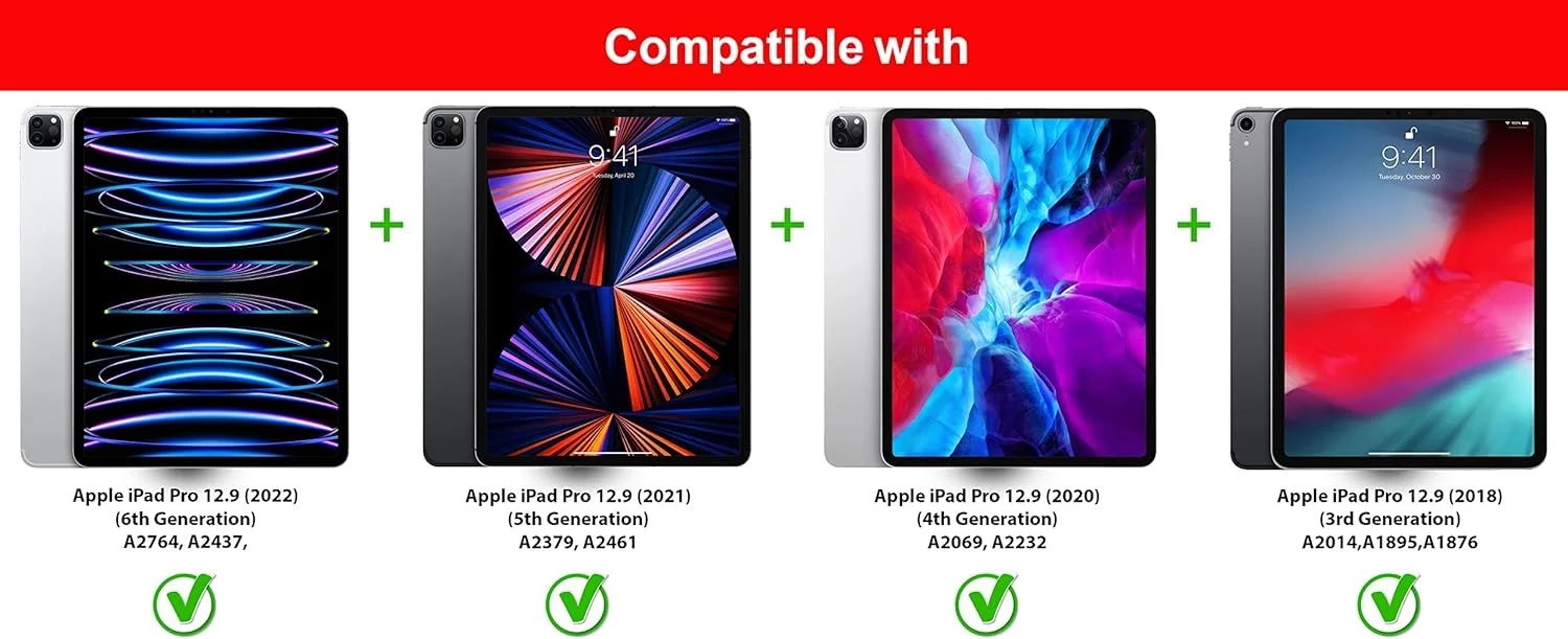 کاور محافظ شفاف الحتروشی سازگار با آیپد پرو 12.9 اینچی نسل ششم 2022 / نسل پنجم 2021 / نسل چهارم 2020 / نسل سوم 2018، باریک، سبک وزن، شفاف، نرم با لبه سیلیکونی برجسته - شفاف