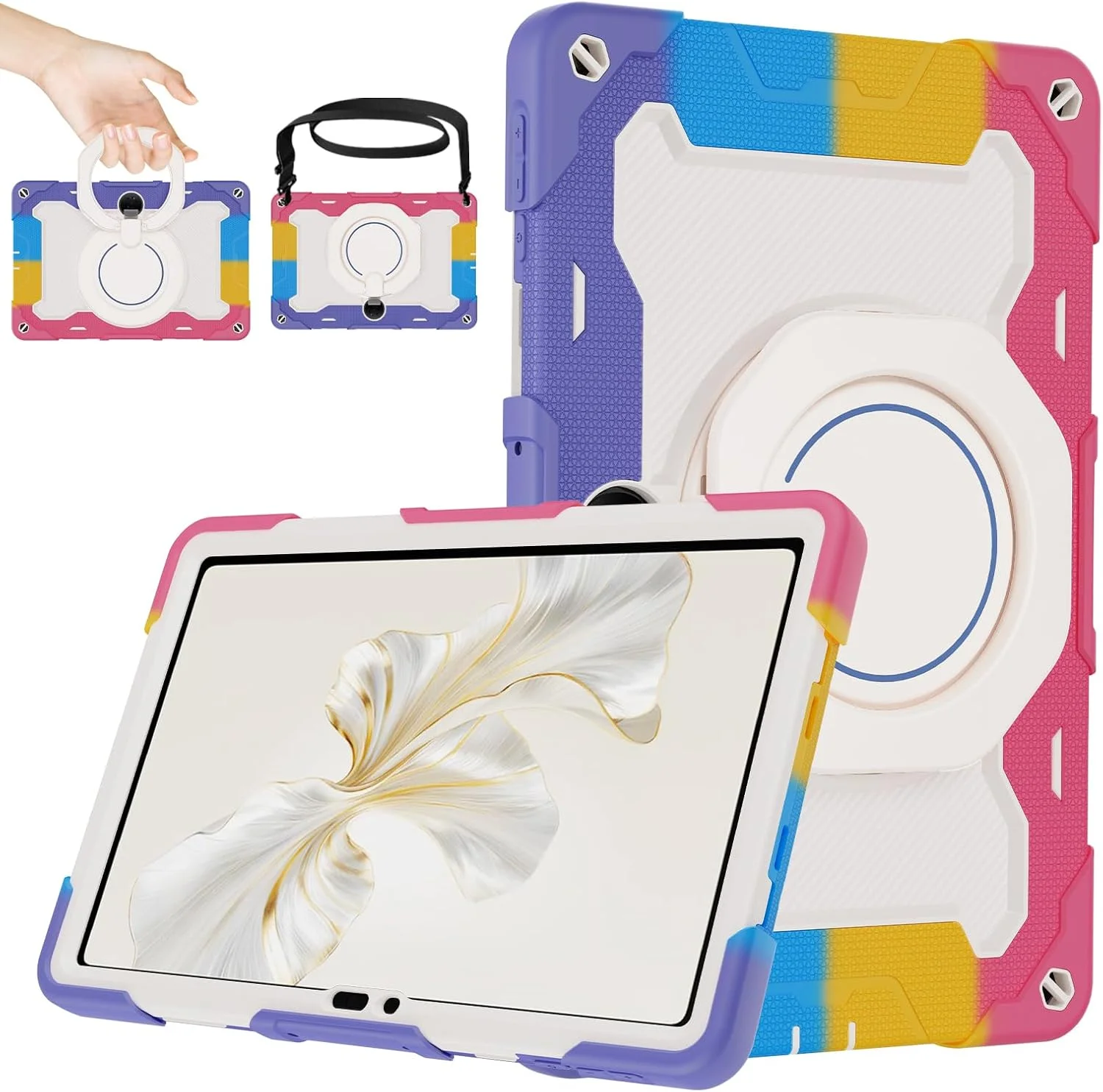 کاور مقاوم و سنگین ROISKIN برای تبلت آنر پد 9 سایز 12.1 اینچ 2024 به همراه محافظ صفحه نمایش، استند چرخان، جای قلم و بند شانه - صورتی کاور مقاوم و سنگین ROISKIN برای تبلت آنر پد 9 سایز 12.1 اینچ 2024 به همراه محافظ صفحه نمایش، استند چرخان، جای قلم و بند شانه - صورتی