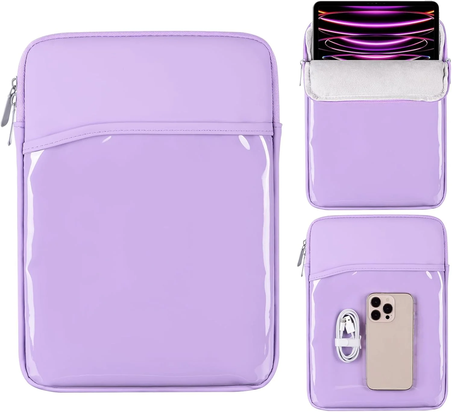 کیف حمل آیپد DDgro سایز 9-11 اینچ، کاور محافظ تبلت برای آیپد پرو 11 اینچ M4 / آیپد ایر 11 اینچ M2 / آیپد 10.9 اینچ / آیپد ایر 11 اینچی (M2) / گلکسی تب S9/S8 (بنفش)