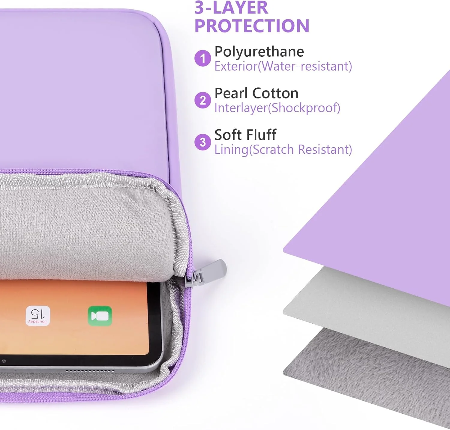 کیف حمل آیپد DDgro سایز 9-11 اینچ، کاور محافظ تبلت برای آیپد پرو 11 اینچ M4 / آیپد ایر 11 اینچ M2 / آیپد 10.9 اینچ / آیپد ایر 11 اینچی (M2) / گلکسی تب S9/S8 (بنفش)