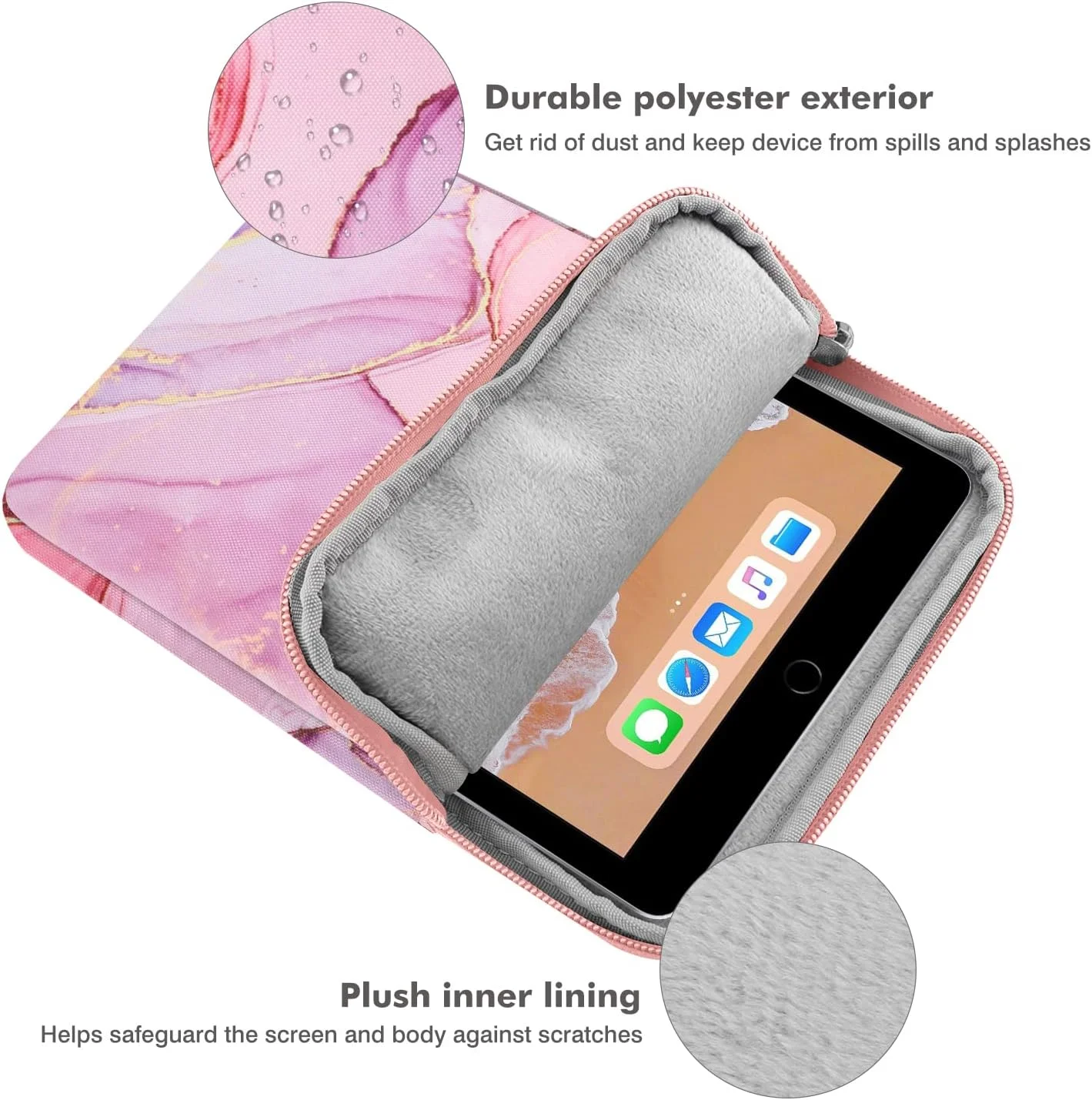 کیف تبلت MoKo سازگار با آیپد ایر M2 2024/ایر 5/4 10.9، آیپد پرو 11 M4 2024، آیپد 10th 2024/9e/8e/7th، آیپد 9.7، گلکسی تب S9/S8 11 2023/A 10.1، سرفیس گو 2 10.5، صورتی ابری