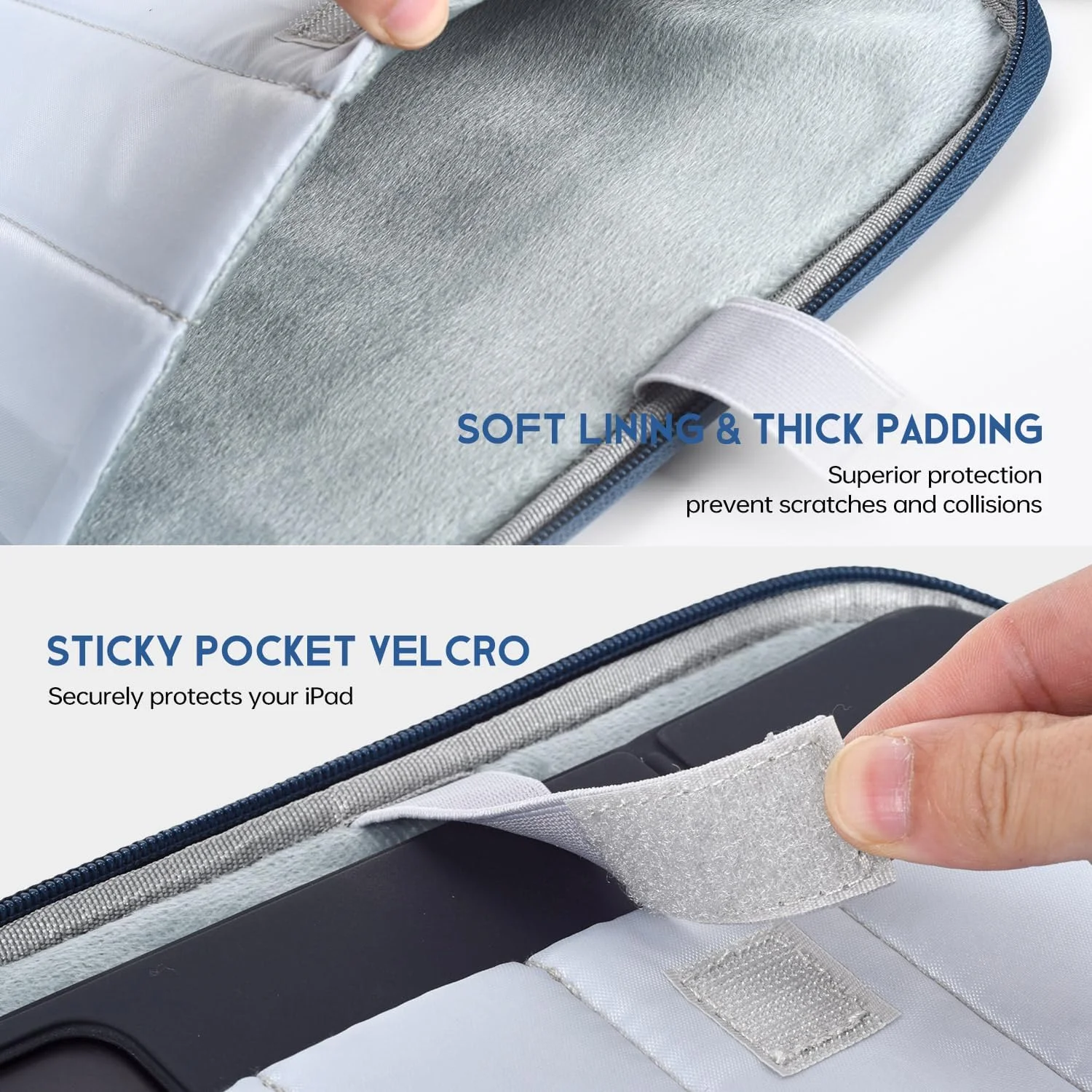 کیف آیپد پرو 12.9-13 اینچی، کاور محافظ مسافرتی پددار برای آیپد پرو 13 اینچی M4 و آیپد ایر 13 اینچی M2 M3 (2025) مجیک کیبورد، کیف نرم آیپد ضد آب و ضد ضربه با جیب لوازم جانبی - آبی