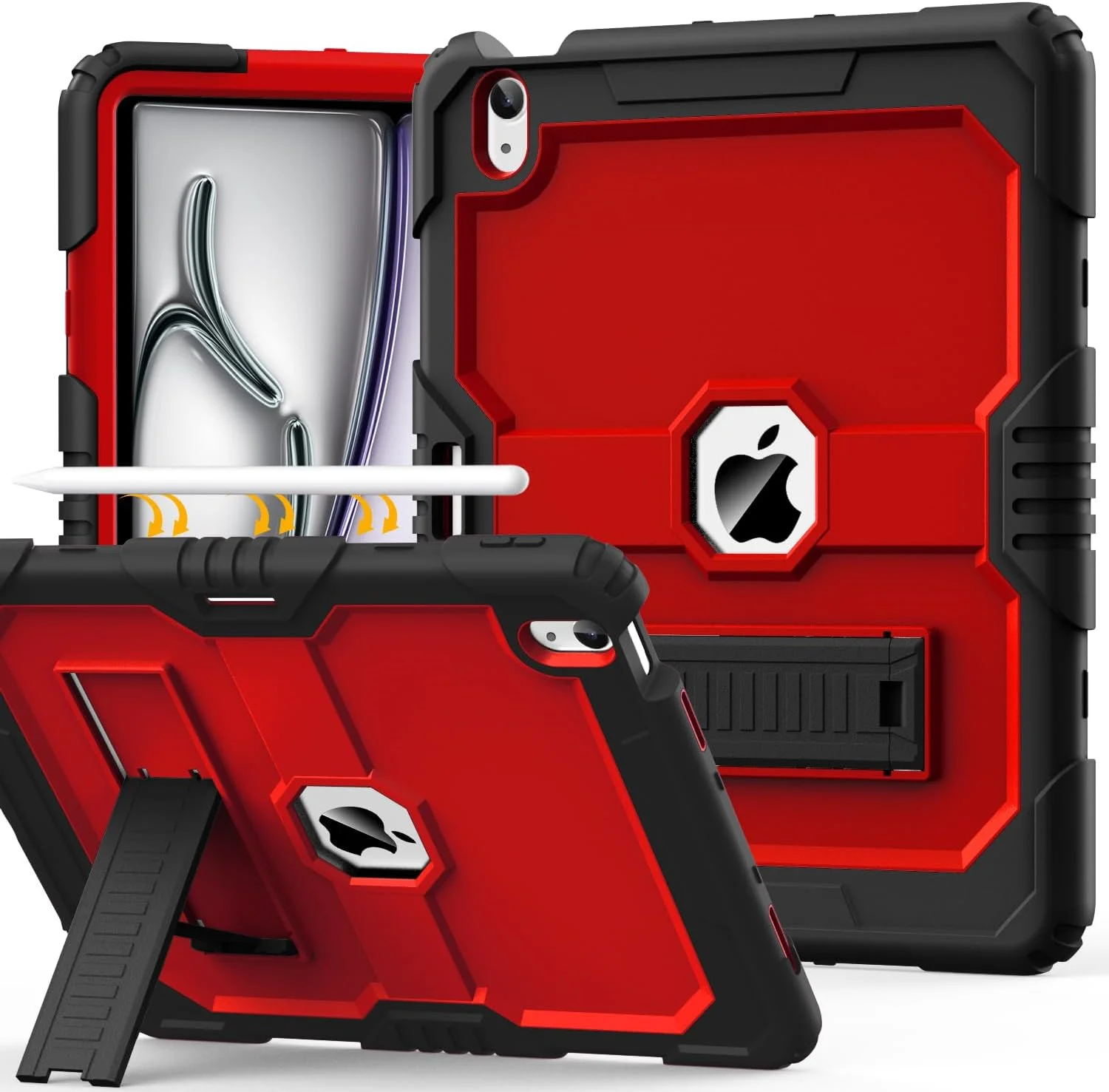 کاور OKP برای آیپد ایر ۱۳ اینچ M3 (2025)، برای آیپد ایر ۱۳ اینچ M2 (2024)، کاور محافظتی مقاوم در برابر ضربه و بادوام آیپد ایر ۱۳ اینچی با جای مداد و پایه داخلی، مشکی+قرمز کاور OKP برای آیپد ایر ۱۳ اینچ M3 (2025)، برای آیپد ایر ۱۳ اینچ M2 (2024)، کاور محافظتی مقاوم در برابر ضربه و بادوام آیپد ایر ۱۳ اینچی با جای مداد و پایه داخلی، مشکی+قرمز