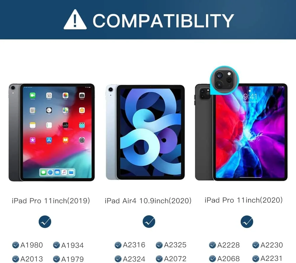 کیبورد Ewin با ترک‌پد برای آیپد ایر 4 10.9 اینچ 2020، کیبورد بلوتوث بی‌سیم با جای مداد