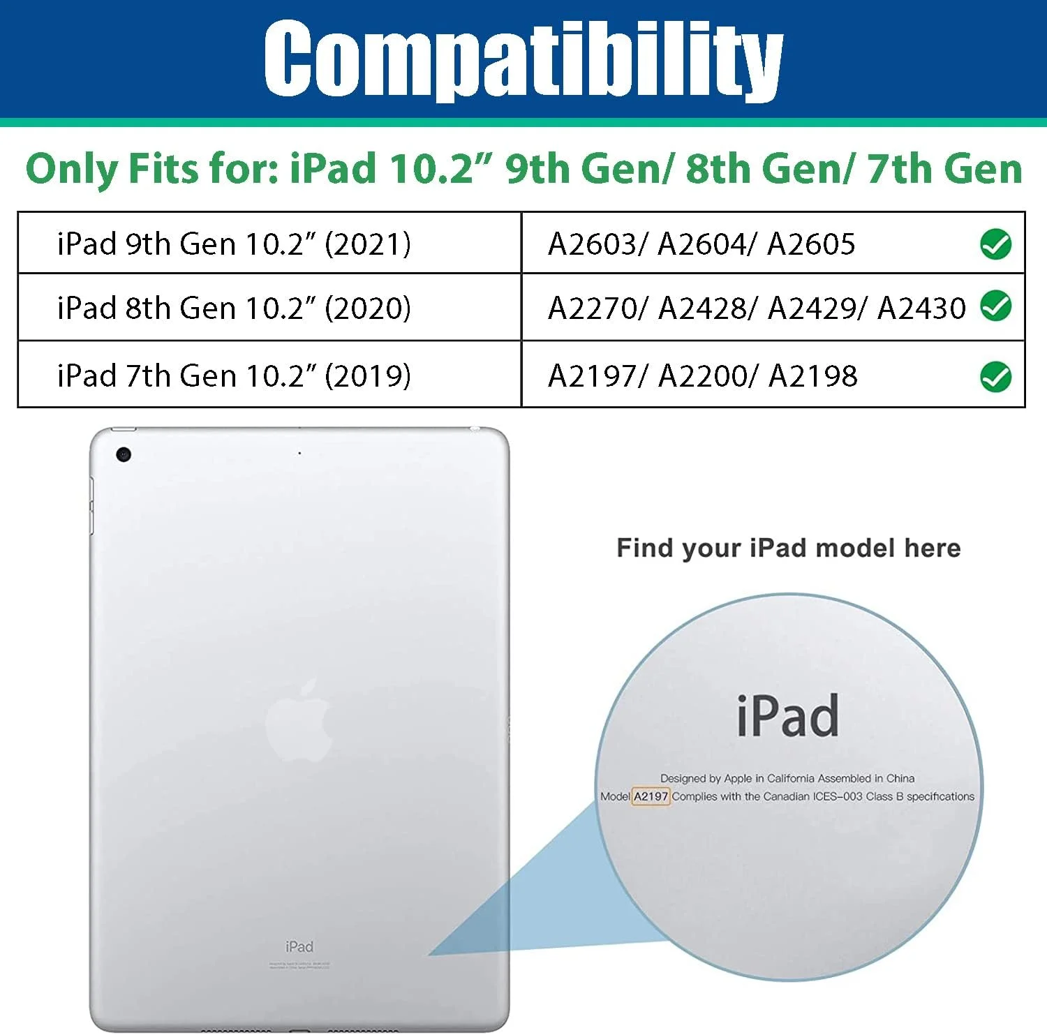 کاور گهوا آیپد 10.2 اینچی با جای قلم، سازگار با آیپد نسل نهم (2021)/ نسل هشتم (2020)/ نسل هفتم (2019)، کاور هوشمند با پشت مات نیمه شفاف و قابلیت بیدار شدن/به خواب رفتن خودکار - سرمه ای