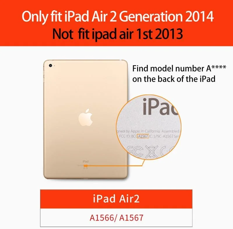 کاور آیپد ایر 2، کاور محافظ هوشمند فوق العاده باریک و سبک VAGHVEO با قابلیت استند و [خواب/بیدار شدن خودکار] به همراه روکش پشتی TPU نرم و انعطاف پذیر برای تبلت 9.7 اینچی اپل آیپد ایر 2، صورتی