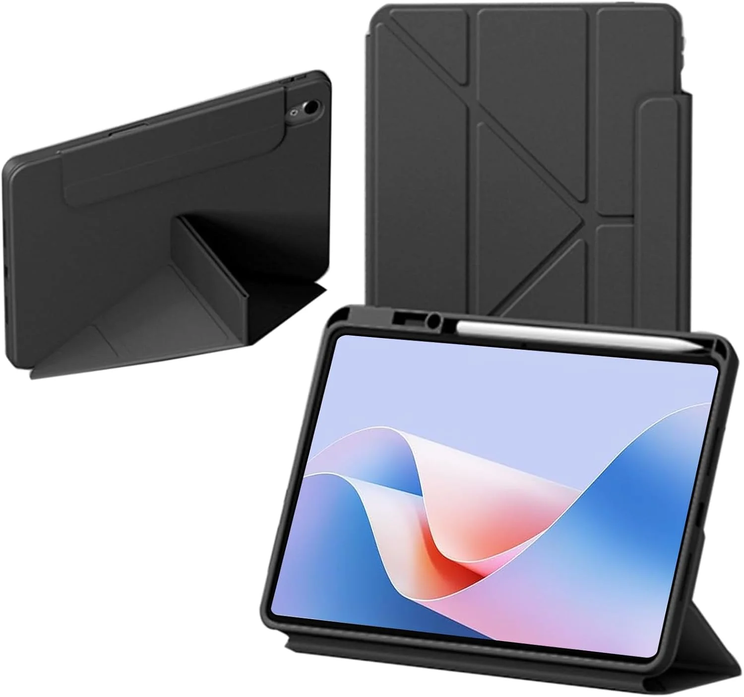 کاور چرمی تبلت هواوی MatePad 11.5" S 2024 مدل Moninsta، طراحی تاشو Y، دارای جای قلم، قاب پشتی اکریلیک، قابلیت بیدار شدن/خواب خودکار (مشکی)