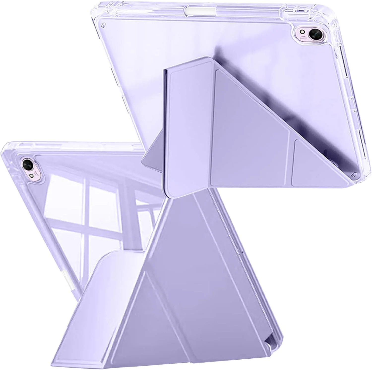 کیف A-BEAUTY سازگار با Huawei MatePad 11.5 S 2024، کاور شفاف ضد ضربه با نگهدارنده قلم، پشتیبانی از زوایای مختلف 6 در 1، کاور مغناطیسی سه تایی Y شکل، بیدار/خواب خودکار، بنفش یاسی