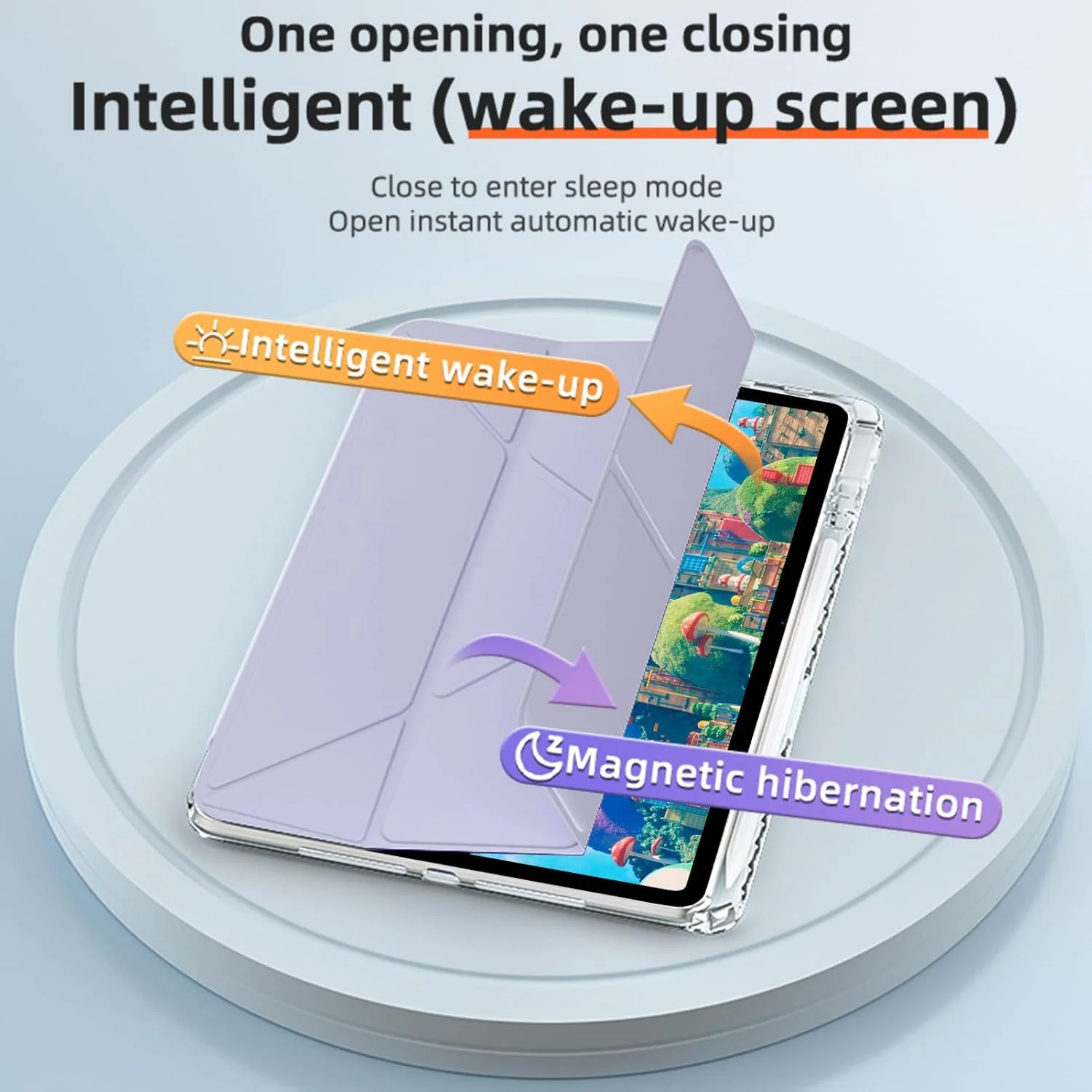 کیف A-BEAUTY سازگار با Huawei MatePad 11.5 S 2024، کاور شفاف ضد ضربه با نگهدارنده قلم، پشتیبانی از زوایای مختلف 6 در 1، کاور مغناطیسی سه تایی Y شکل، بیدار/خواب خودکار، بنفش یاسی