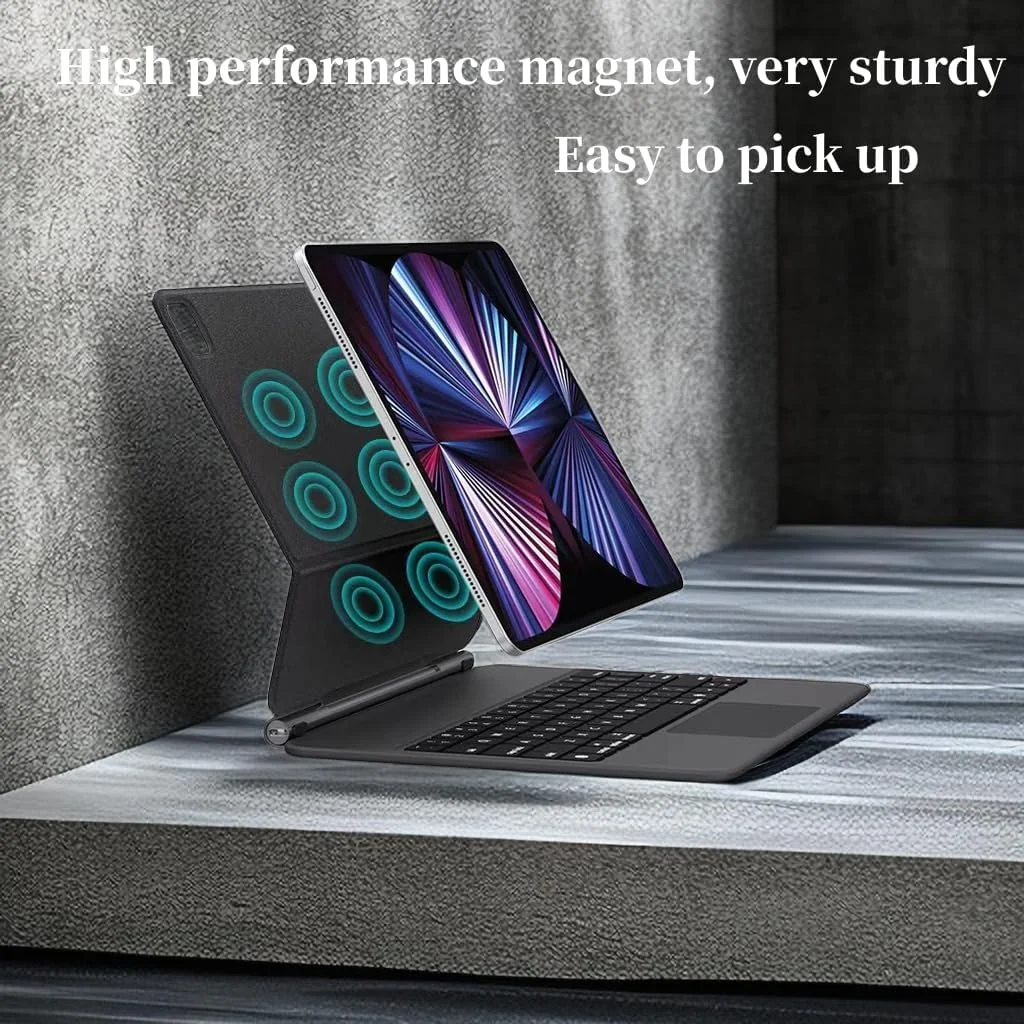 کیبورد تبلت آلکانترا دست ساز دو طرفه TYXDKJ سازگار با آیپد پرو 12.9 اینچی نسل 3/4/5 (مشکی)