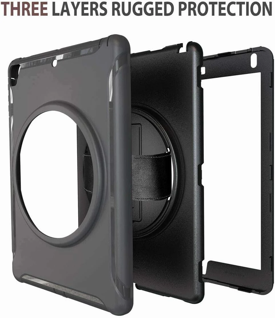 کاور مقاوم SwooK AWH برای آیپد 9.7 اینچی اپل مدل A1893 آیپد 6 نسل ششم، ضد ضربه، پوشش مقاوم در برابر ضربه، کاور مقاوم آیپد با پایه، کاور محافظ کامل بدنه برای کودکان، خاکستری.