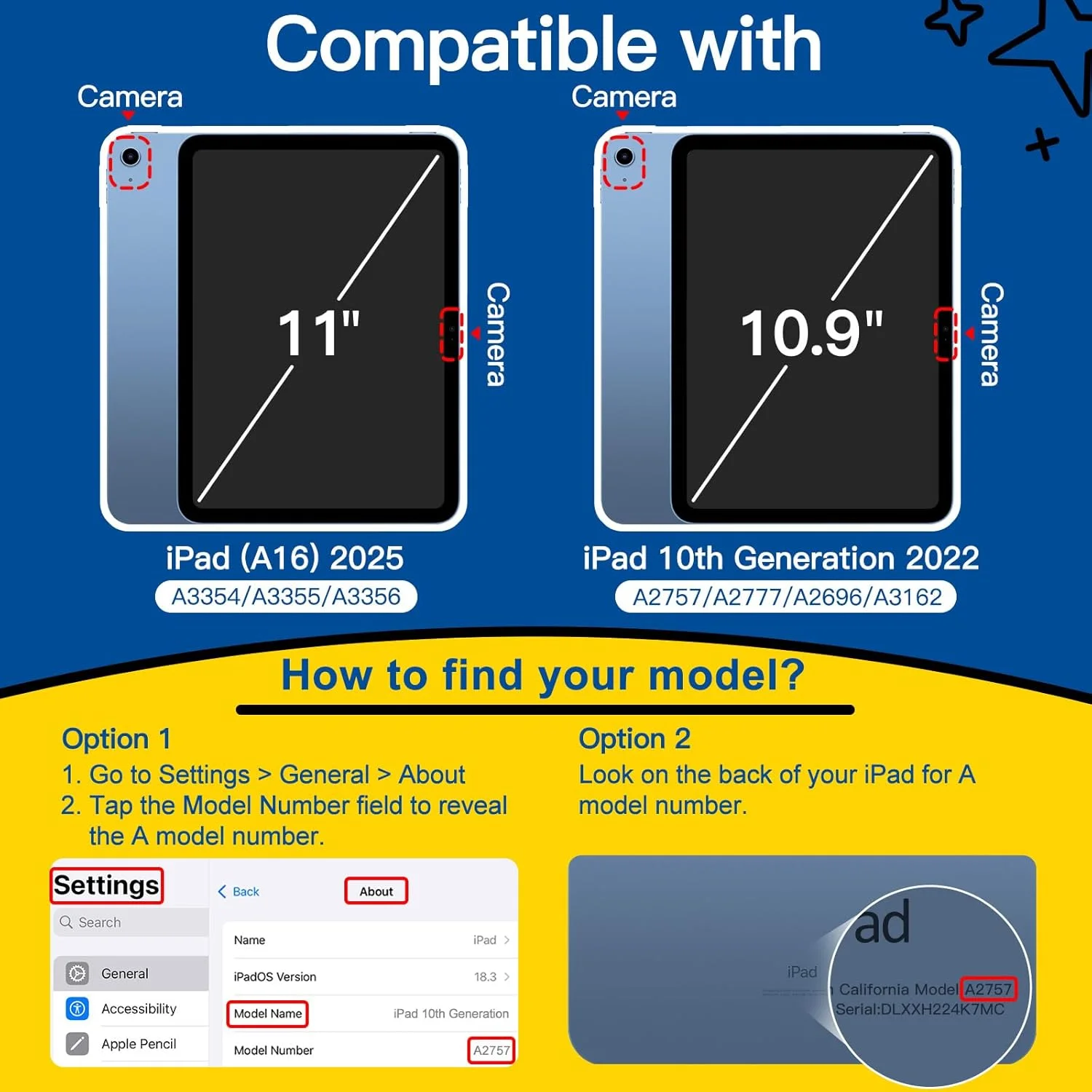 کیف محافظ کودکانه JETech برای آیپد (A16) نسل 11/10 (2025/2022) با استند چرخشی 360 درجه و دسته، کاور تبلت سبک و مقاوم در برابر ضربه با جای قلم (آبی)