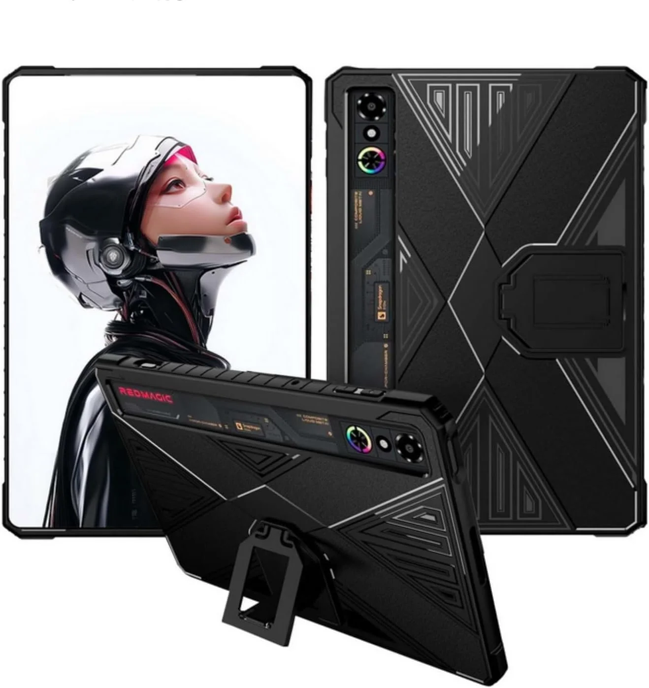 کیف محافظ تبلت گیمینگ RedMagic Tablet 3 Pro 9.06 اینچی (2025) مدل SKEIDO، یک عدد، با پایه، ساخته شده از مواد TPU و PC، محافظت کامل، ضد خش و مقاوم در برابر گرد و غبار (مشکی)