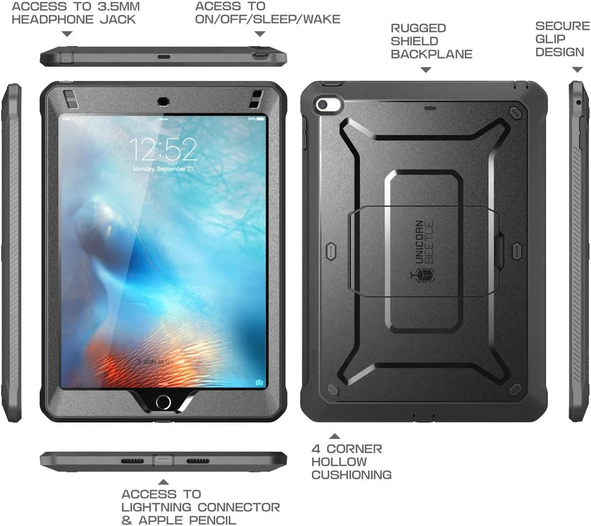 کاور محافظ آیپد مینی 5 مدل SUPCASE [سری UB PRO]، کاور مقاوم و دارای پایه با محافظ صفحه نمایش داخلی سازگار با آیپد مینی 4 - مشکی