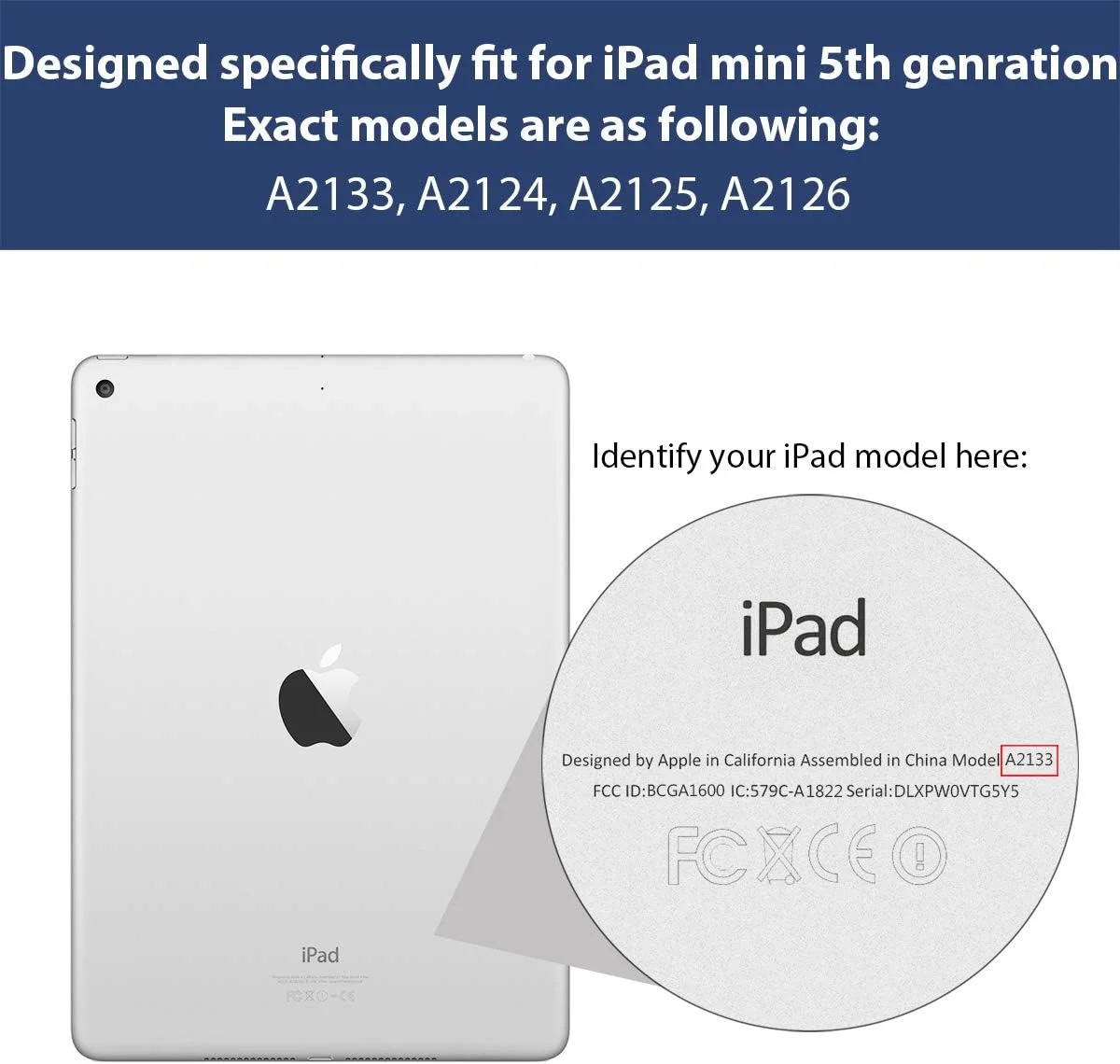 کاور آیپد مینی 5، کاور باریک و هوشمند با روکش لاستیکی AWH، جلد سخت و سبک وزن با قابلیت بیدار/خواب خودکار برای اپل آیپد مینی نسل 5 مدل 2019 A2133 A2124 A2126 با صفحه نمایش 7.9 اینچی (آبی تیره)