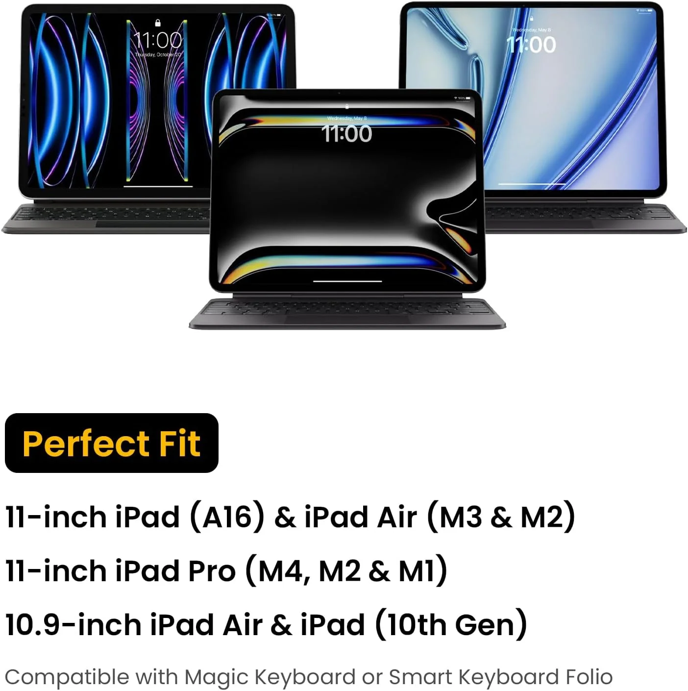 کیف محافظ تبلت تومتک 360 درجه برای آیپد پرو 11 اینچی (M4/4th/3rd/2nd/1st Gen)، آیپد ایر 11 اینچی (M3/M2) 2025 با مجیک کیبورد/اسمارت کیبورد فولیو، آیپد (A16) 11 اینچی، کیف تبلت مقاوم در برابر آب