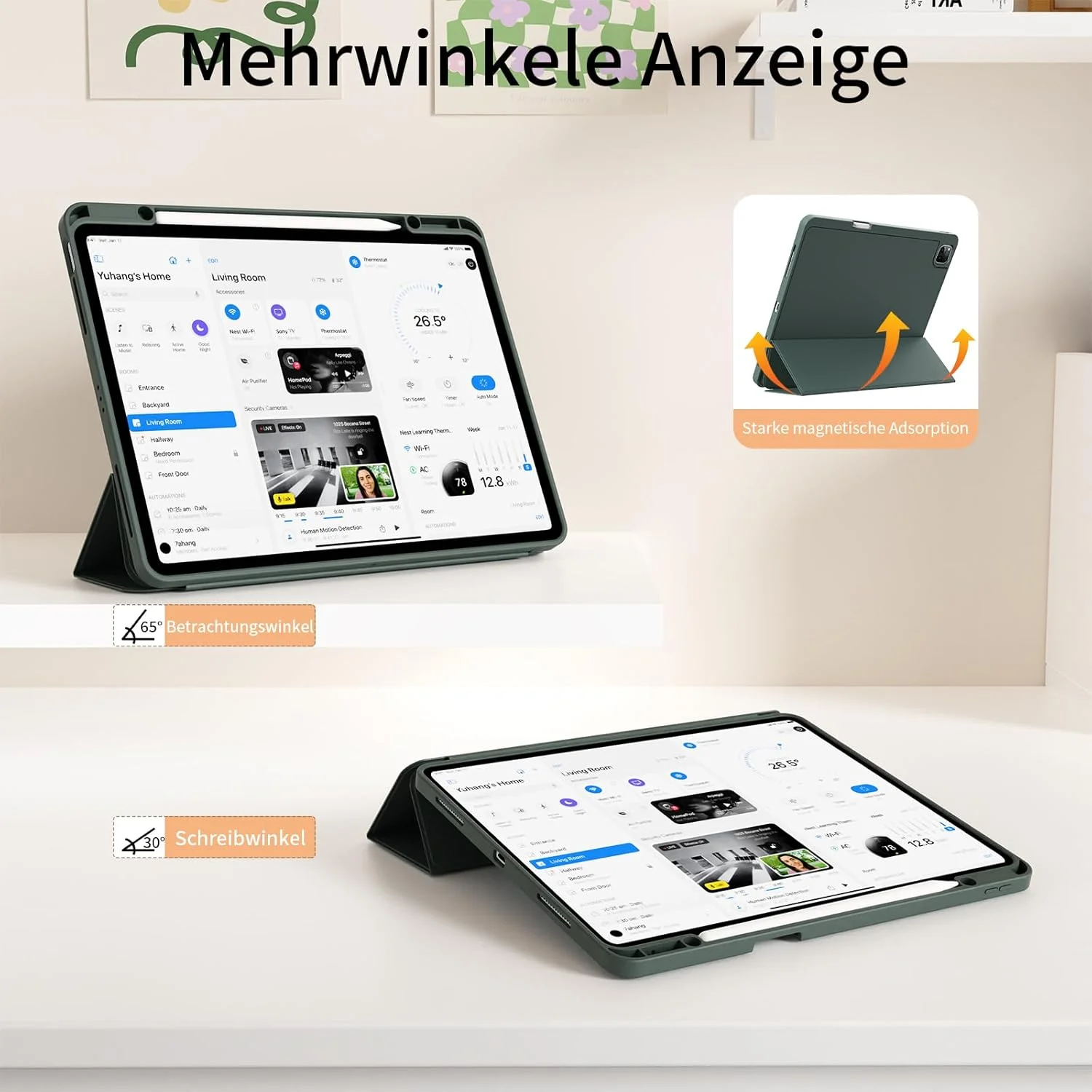 کاور محافظ آیپد پرو ۱۳ اینچ ۲۰۲۴ M4 (نسل هفتم) مدل KVTVOU با جای قلم، پشتیبانی از شارژ قلم، کاور محافظ باریک TPU نرم برای آیپد پرو ۱۳ اینچ ۲۰۲۴ M4 A2925, A2926, A3007، سبز تیره