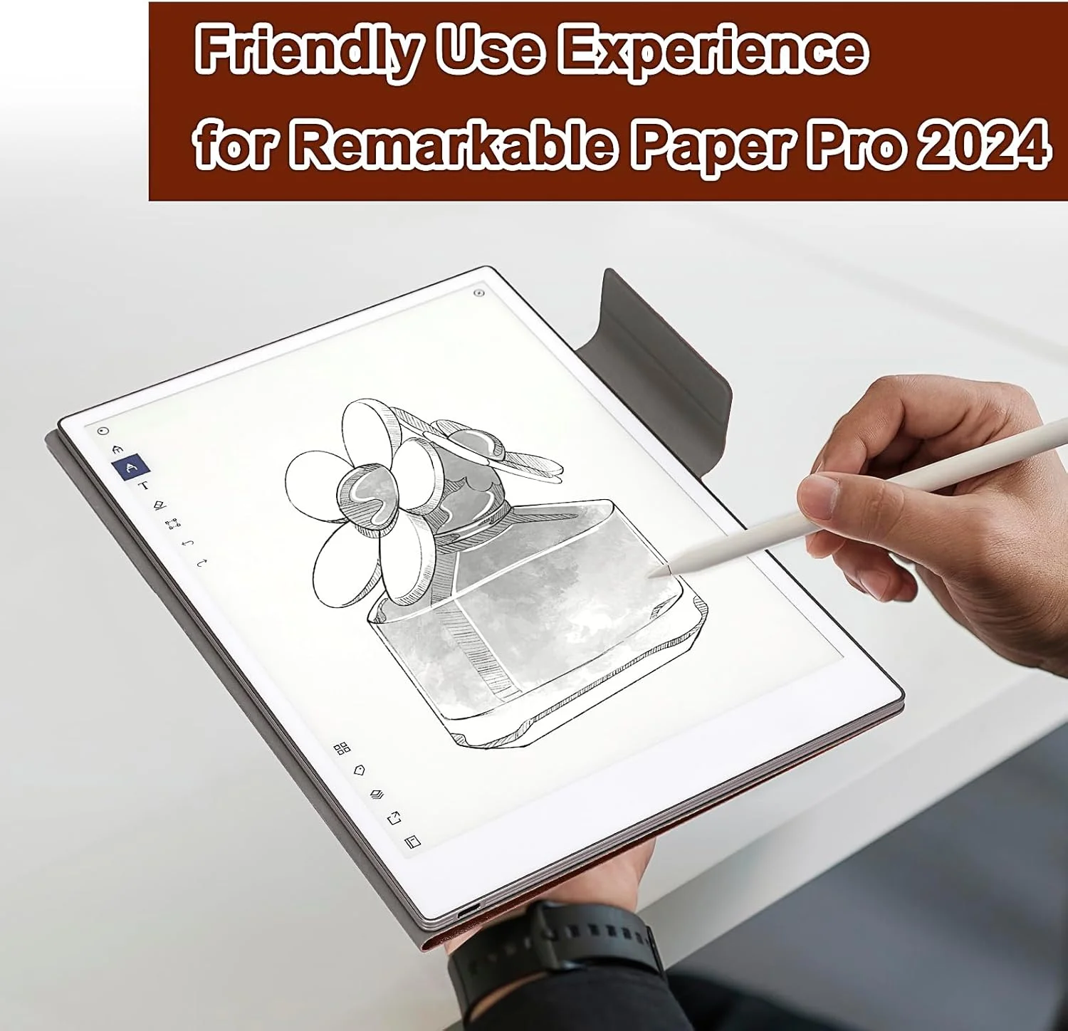 کیف محافظ MOSISO برای Remarkable Paper Pro 2024، کیف محافظ تبلت Remarkable Paper Pro 11.8 اینچی با جای قلم، جلد چرمی PU باریک و سبک، قهوه ای