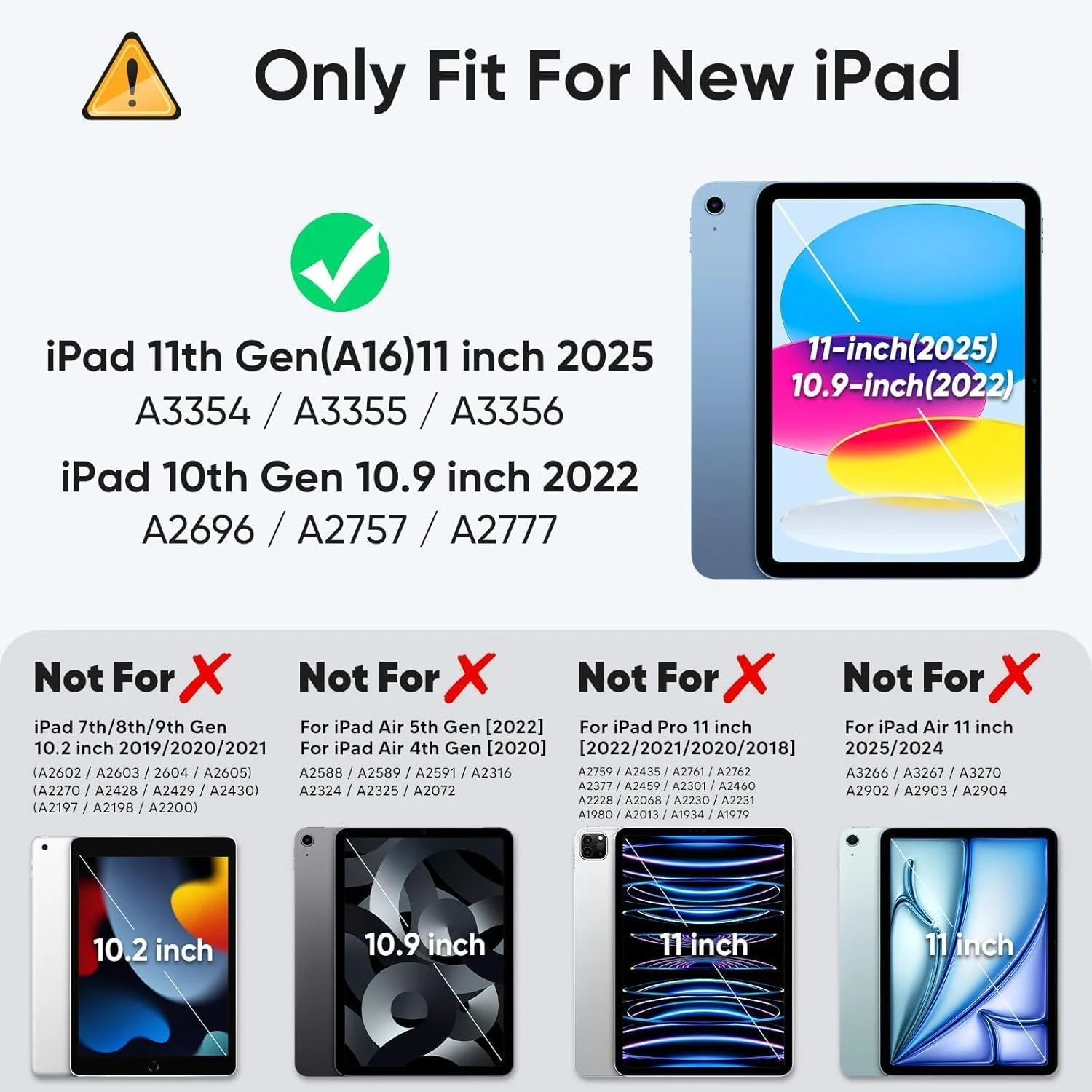 کیف محافظ Herize مناسب برای آیپد نسل 10/11 (A16) 10.9 اینچ 2022/2025 به همراه محافظ صفحه نمایش | کیف محافظ بادوام و مقاوم در برابر ضربه با پایه چرخان، بند دستی و بند شانه برای آیپد A2757/A2777