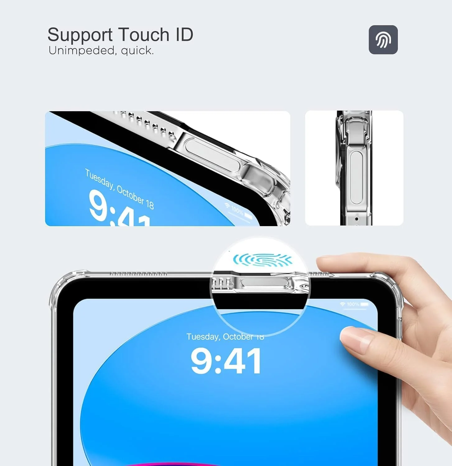 کاور آیپد A16 نسل 11 اینچی 11 اینچ 2025 / آیپد نسل 10 اینچی 10.9 اینچ 2022، محافظ باریک و شفاف TPU [پشتیبانی از Touch ID و شارژ Apple Pencil Pro]، شفاف