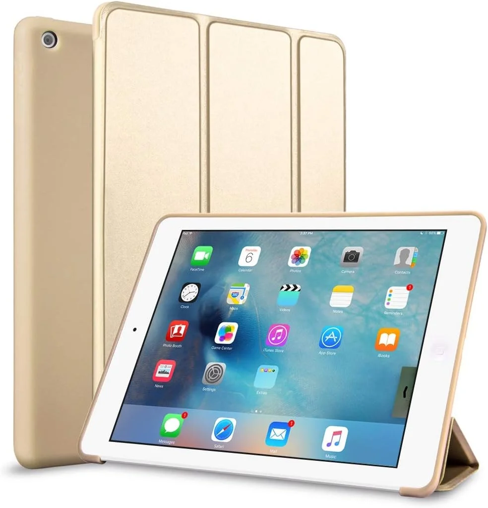 کاور آیپد 9.7 اینچی Vultic، مناسب برای نسل ششم 2018 / نسل پنجم 2017 - کاور هوشمند مغناطیسی [پایه سه تایی] [خواب/بیداری خودکار] کاور پشتی سیلیکونی نرم و باریک برای آیپد 9.7 اینچی اپل 2018/2017 (طلایی)