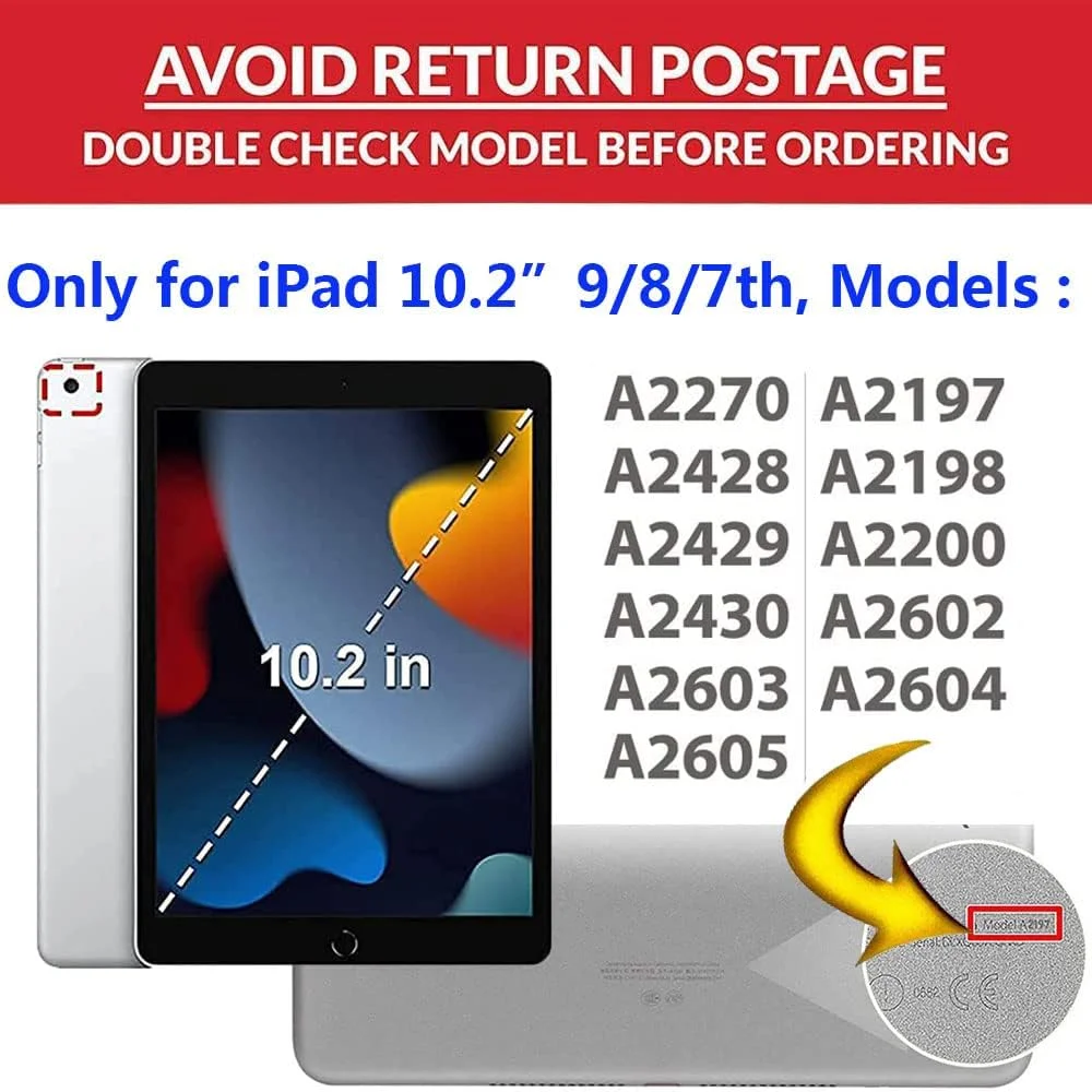 کیف آیپد نسل 9، 8 و 7 AWH Tading مناسب کودکان دختر، طرح پروانه زیبا، فوم EVA ضد ضربه، محافظت عالی، دارای استند برای آیپد 10.2 اینچی 2021، 2020، 2019 و آیپد ایر 3 پرو 10.5 اینچی - رز