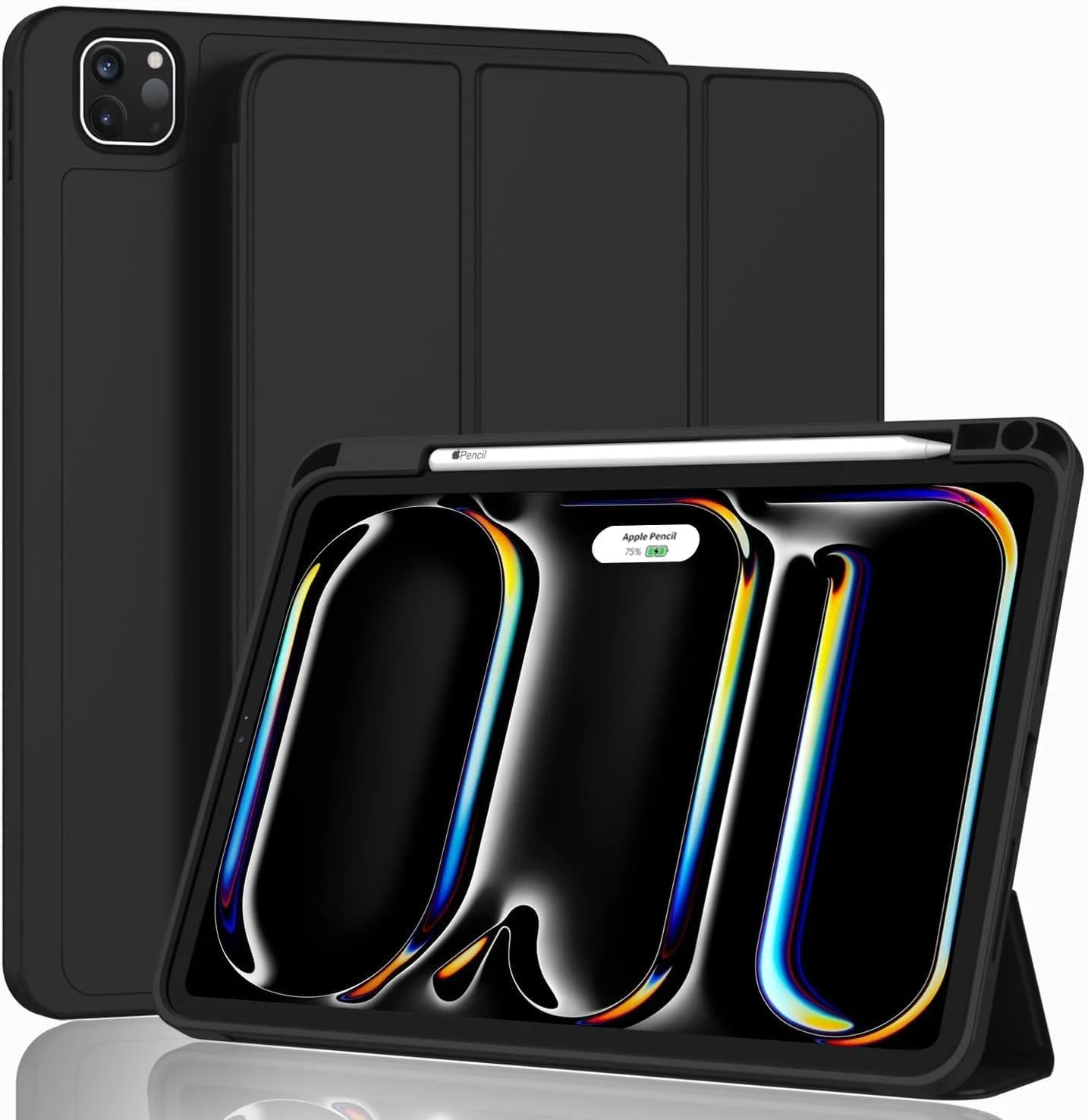 کاور آیپد پرو ۱۳ اینچ Zubitech مدل M4 2024 به همراه جای قلم، استند سه تایی و کاور پشتی TPU ضد ضربه مناسب برای آیپد پرو ۱۳ اینچ ۲۰۲۴ با پشتیبانی از Apple Pencil Pro/USB-C (مشکی)